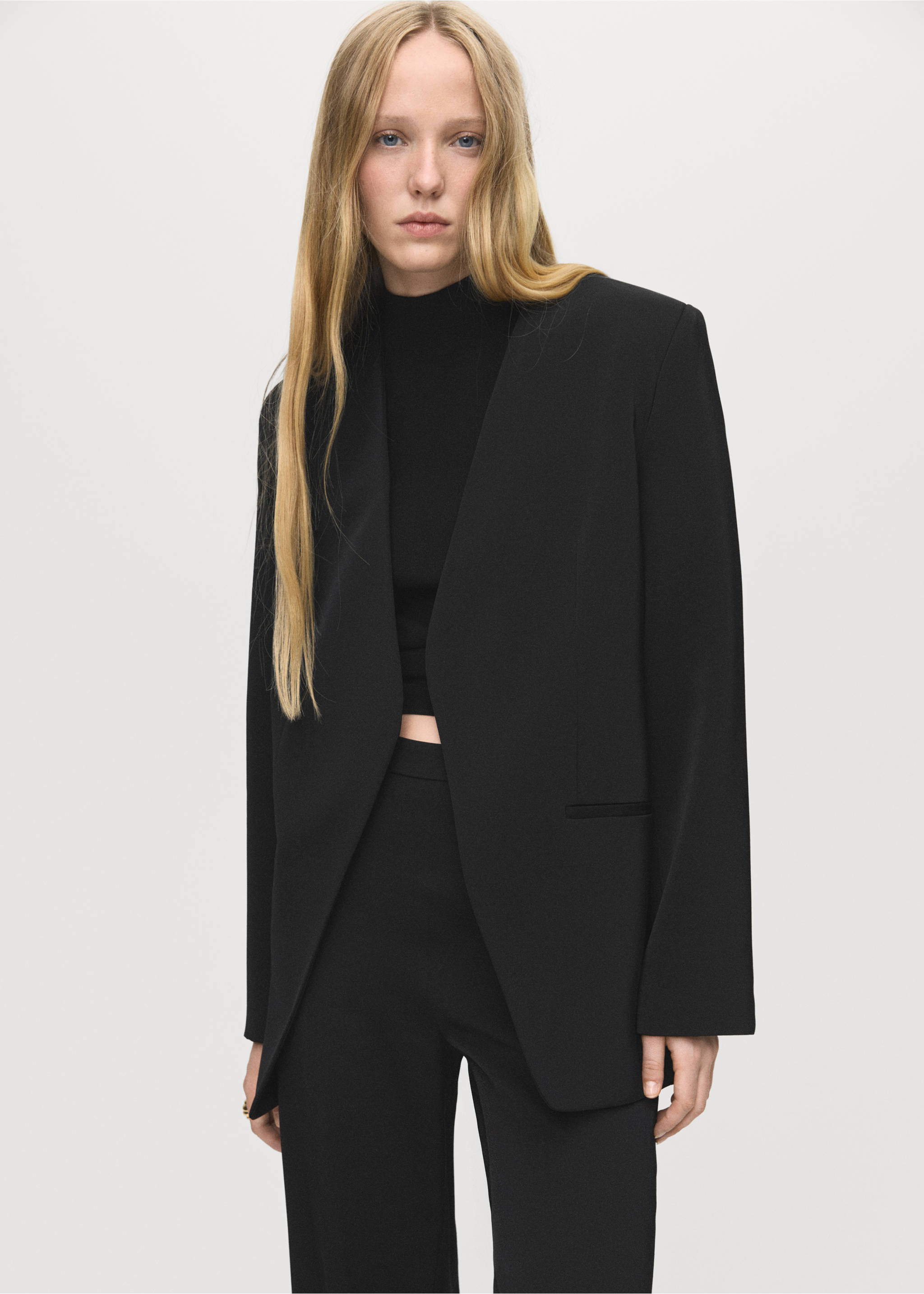 Double-breasted suit blazer - Medium plane, Black. Ref: 17044147-00.