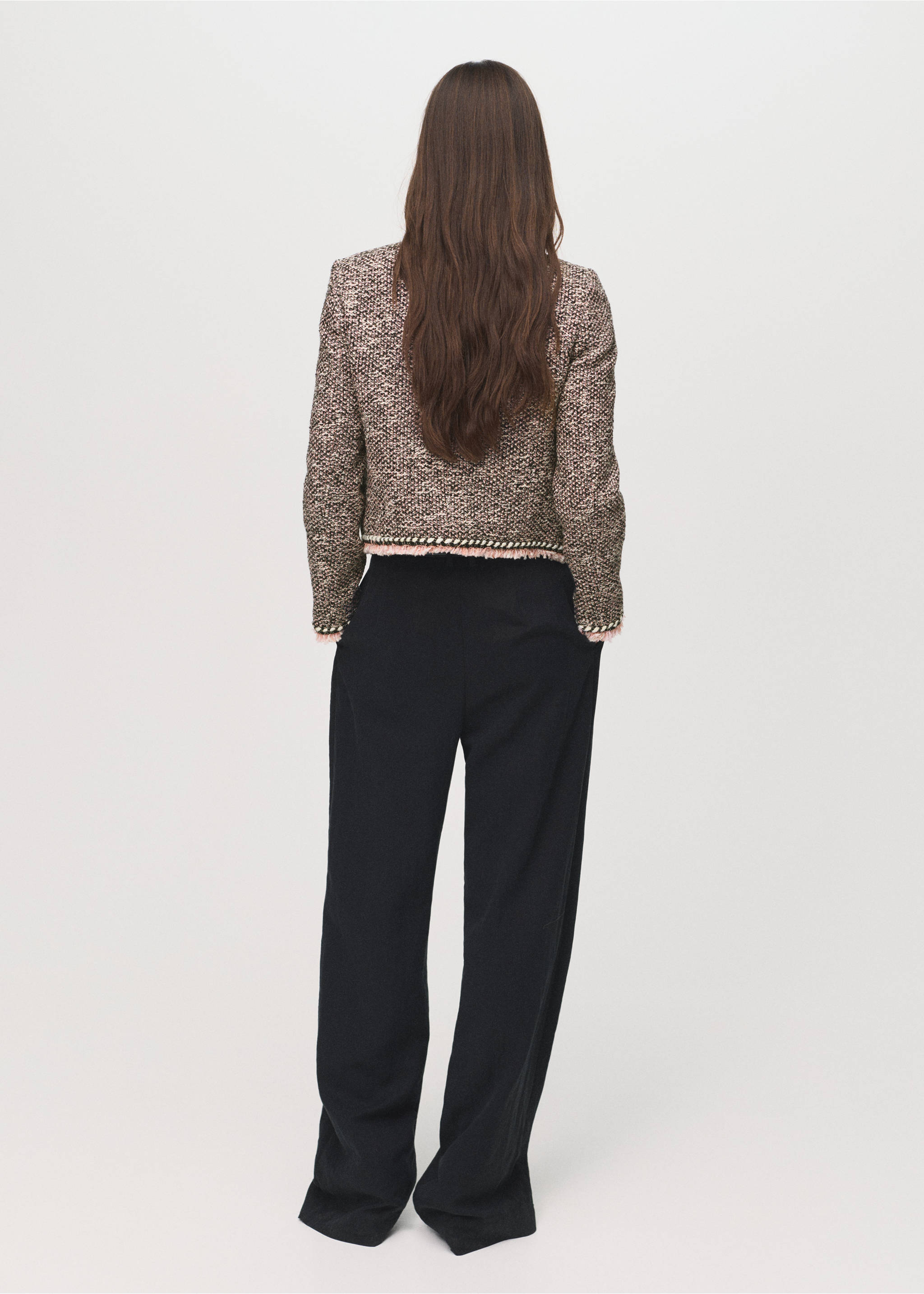 Pocket tweed jacket - Reverse of the article, Black. Ref: 17044148-00.