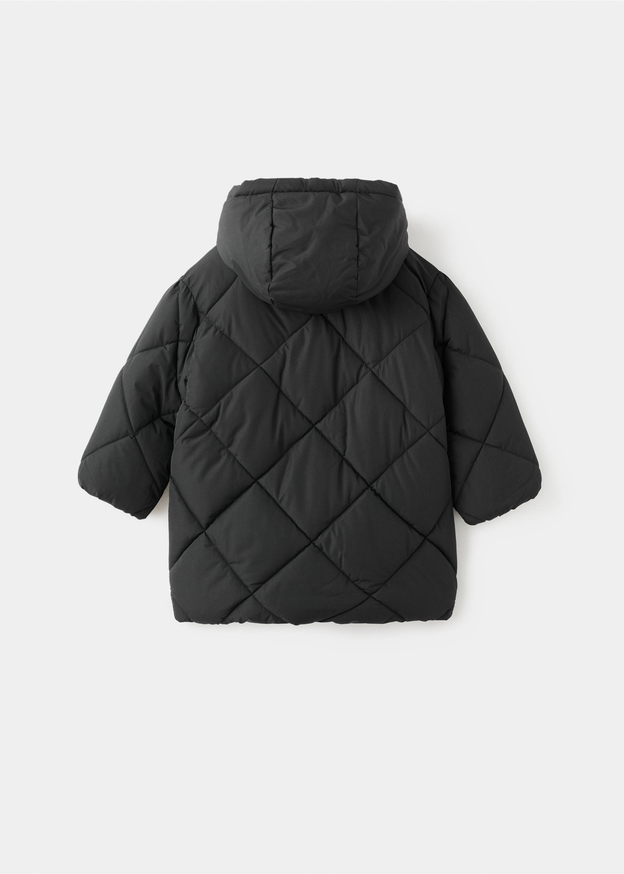 Long anorak with fur-effect lining - Reverse of the article, Black. Ref: 17044407-00.