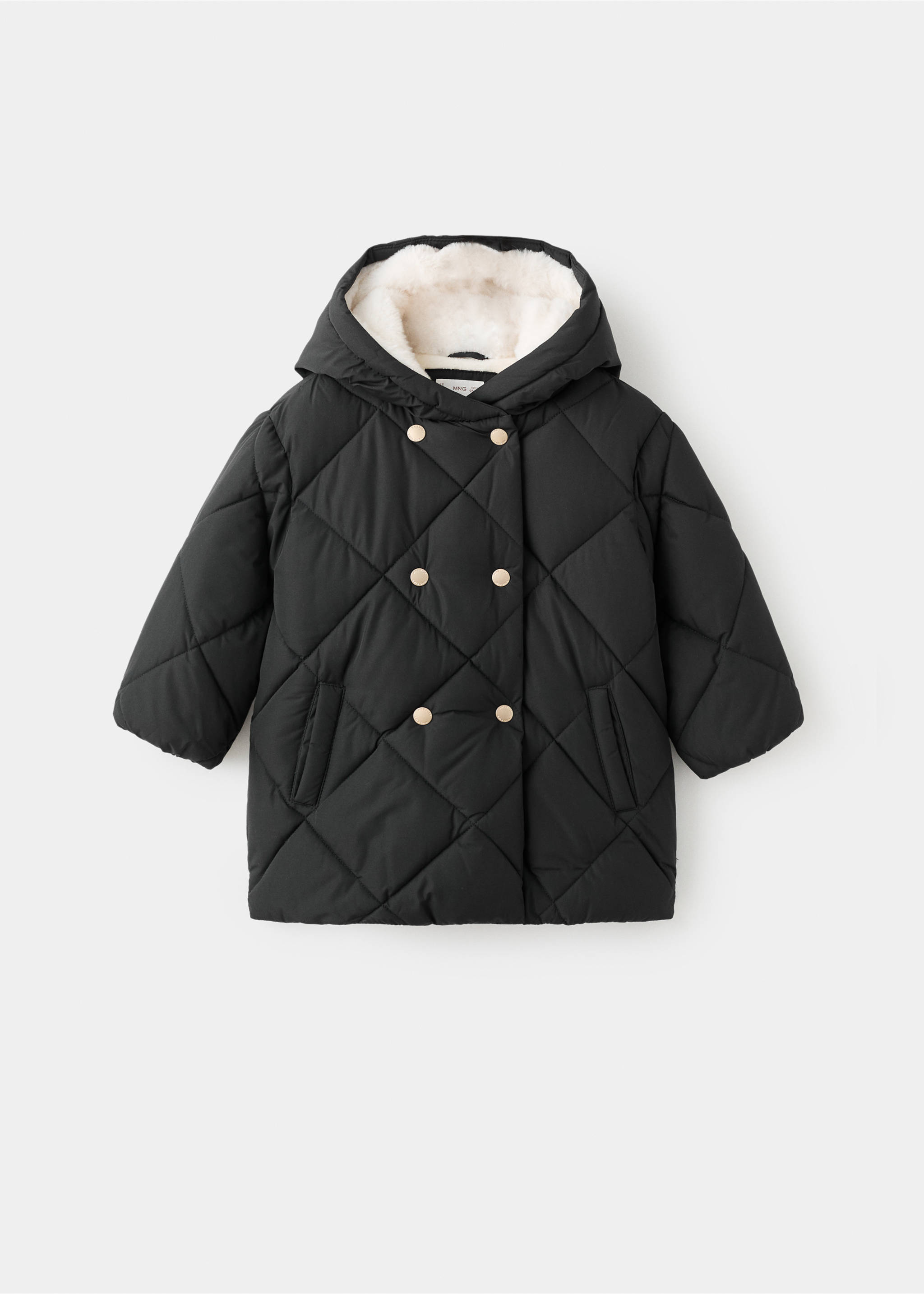 Long anorak with fur-effect lining - Article without model, Black. Ref: 17044407-00.