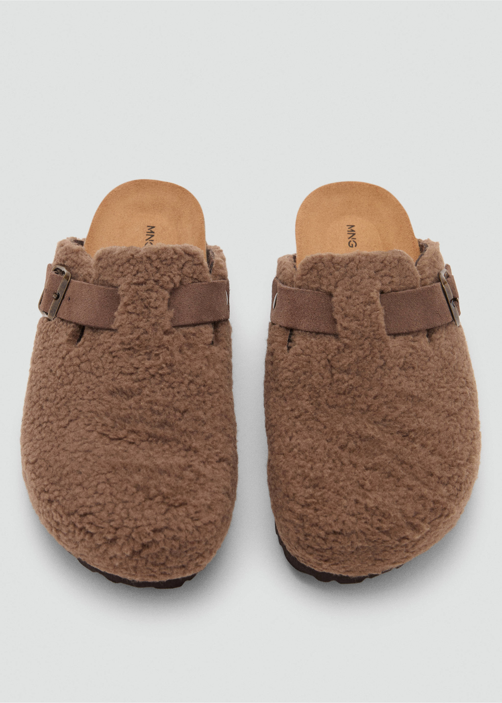 Faux-shearling clogs - Details of the article 2, Brown. Ref: 17044415-00.