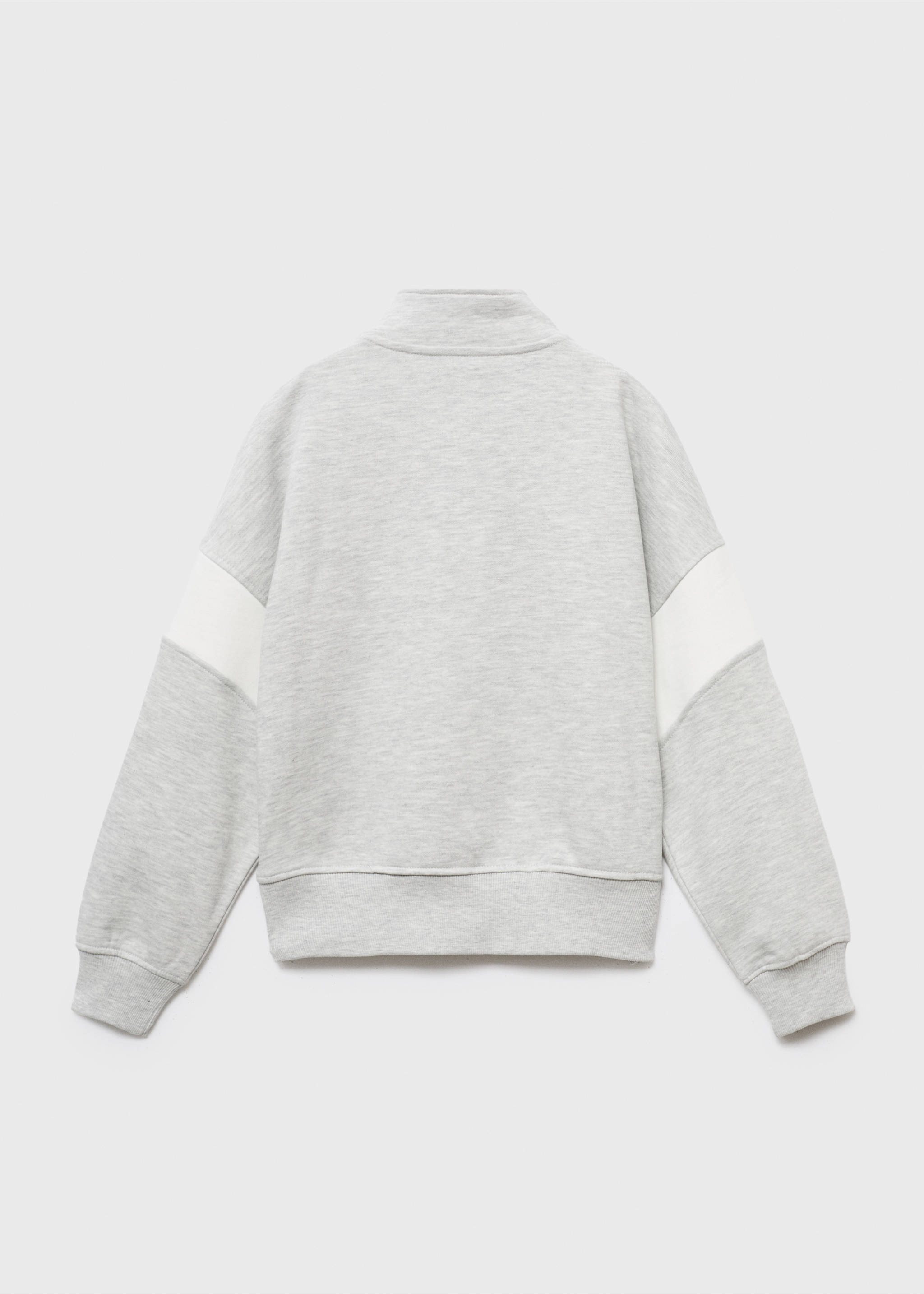 Sweatshirt mit Perkinskragen - Rückseite des Artikels, Hellgrau meliert. Ref: 17044423-00.