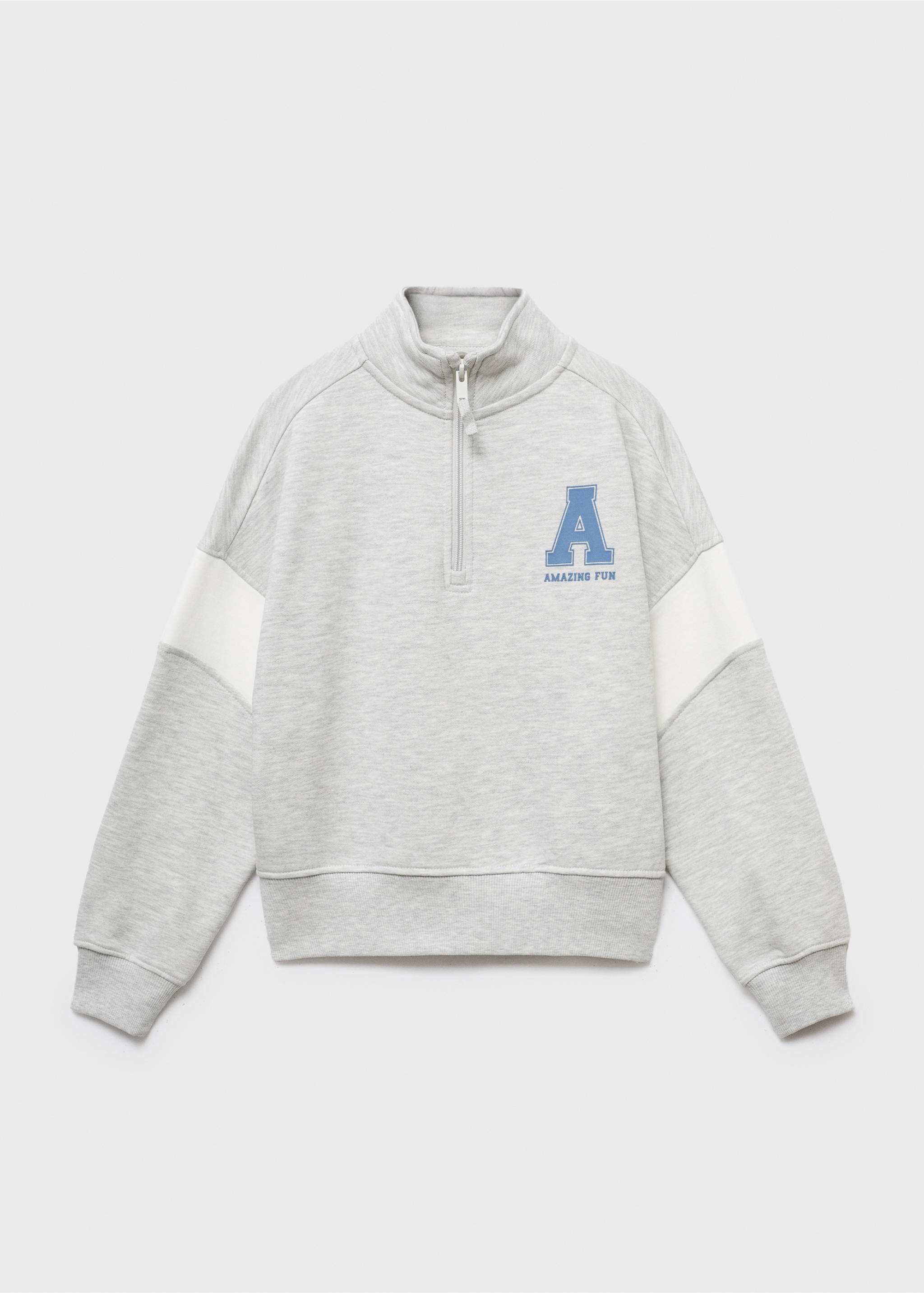 Sweatshirt mit Perkinskragen - Artikel ohne Model, Hellgrau meliert. Ref: 17044423-00.
