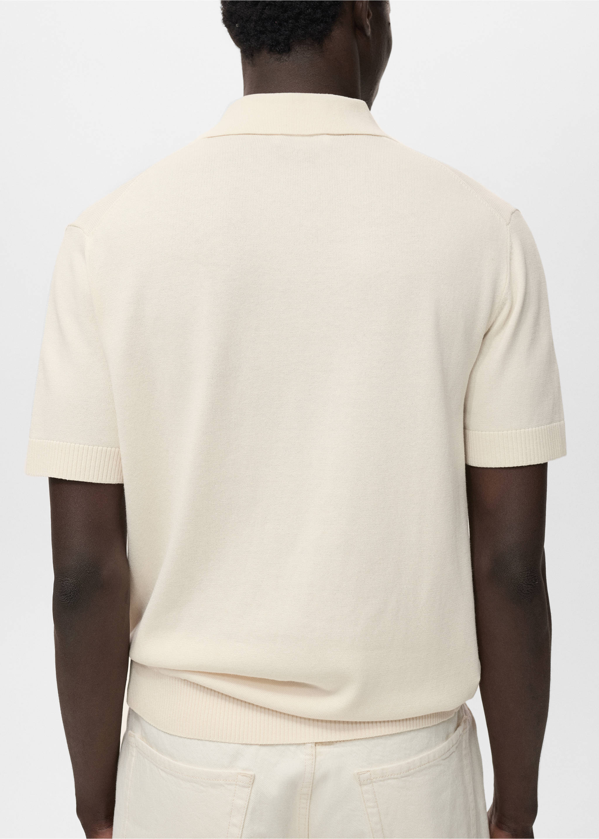Cotton knitted polo shirt - Reverse of the article, Off White. Ref: 17044425-00.