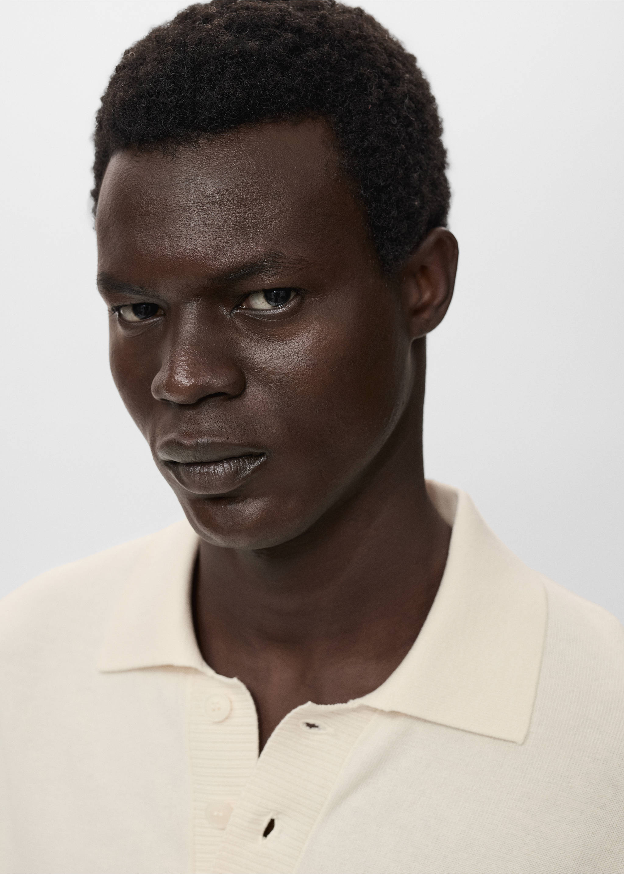 Cotton knitted polo shirt - Details of the article 1, Off White. Ref: 17044425-00.