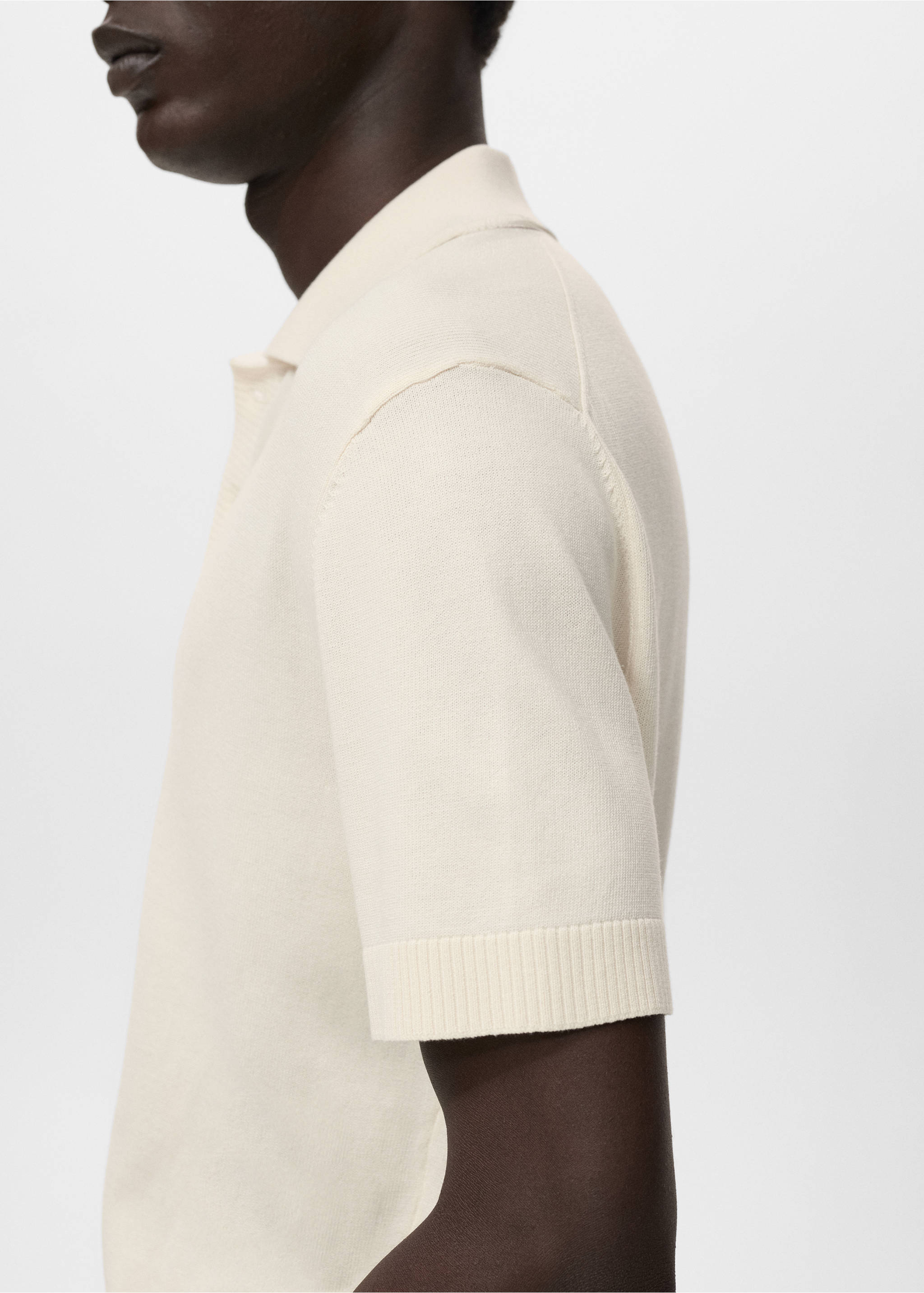 Cotton knitted polo shirt - Details of the article 6, Off White. Ref: 17044425-00.