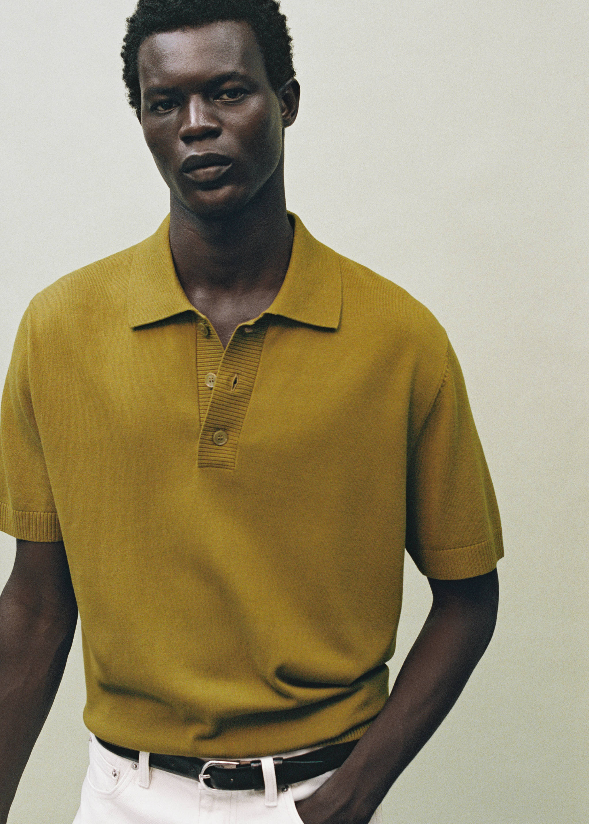 Cotton knitted polo shirt - Details of the article 3