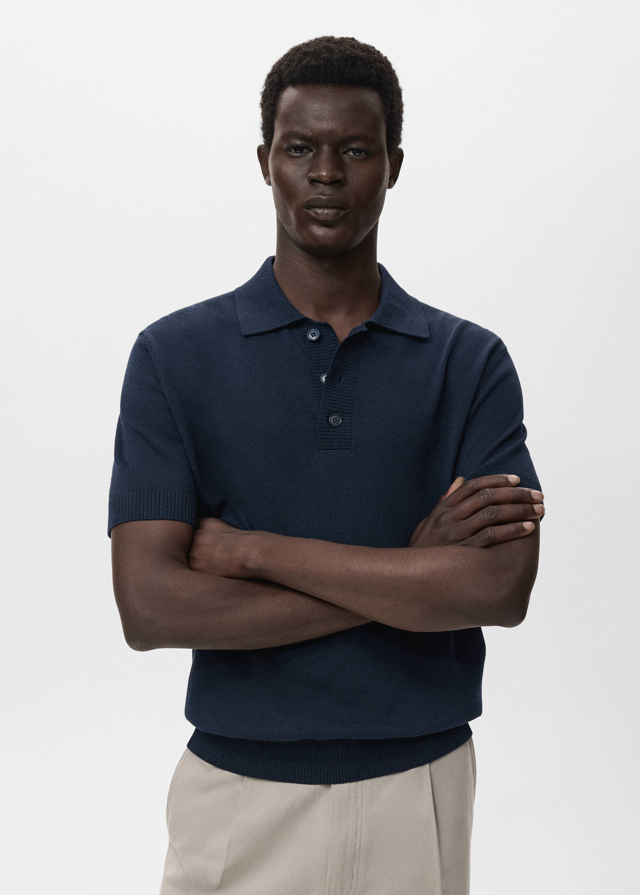 Cotton knitted polo shirt - Medium plane