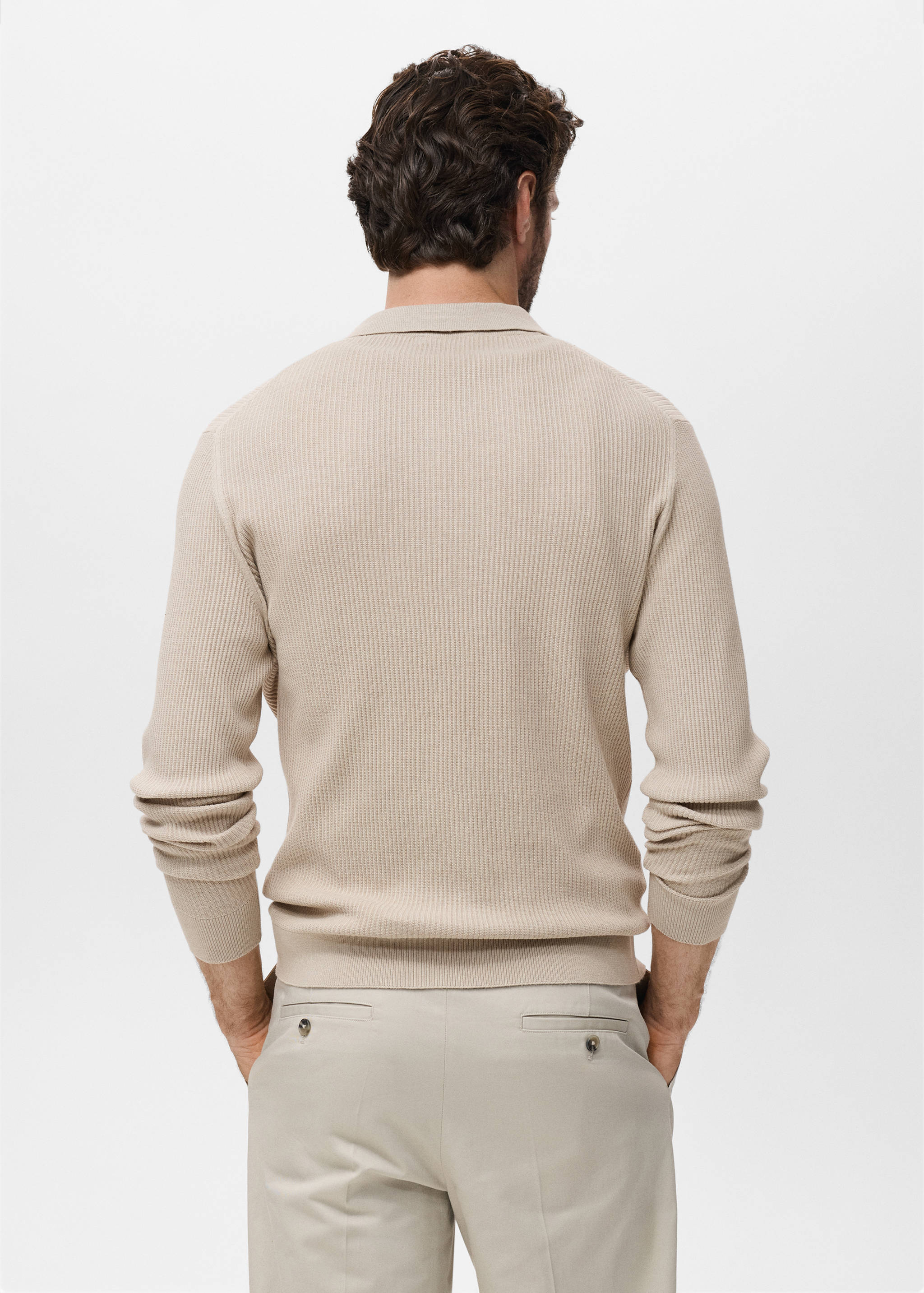 Cotton-blend ribbed polo sweater - Reverse of the article