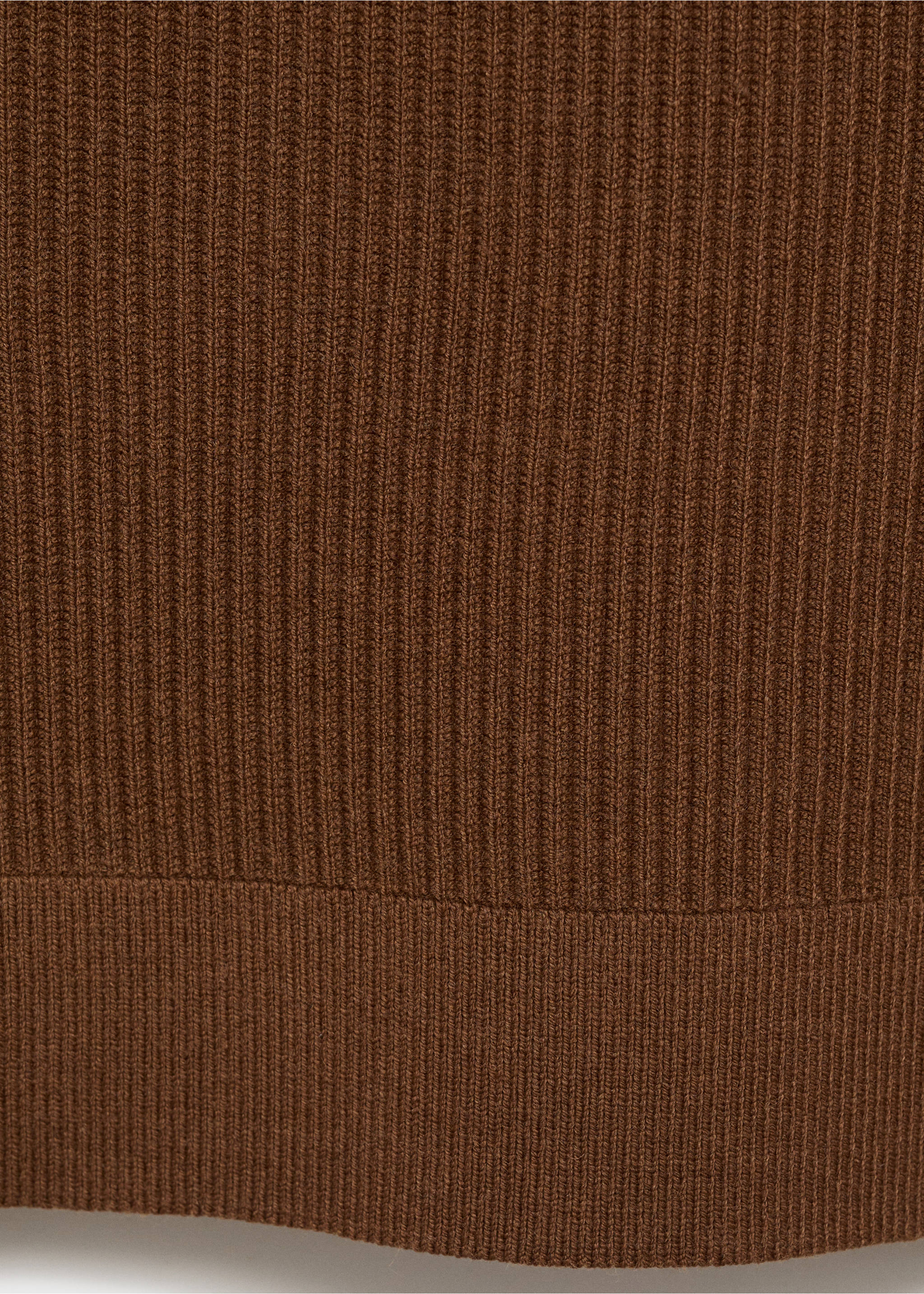 Cotton-blend ribbed polo sweater - Details of the article 0, Tobacco Brown. Ref: 17044428-00.
