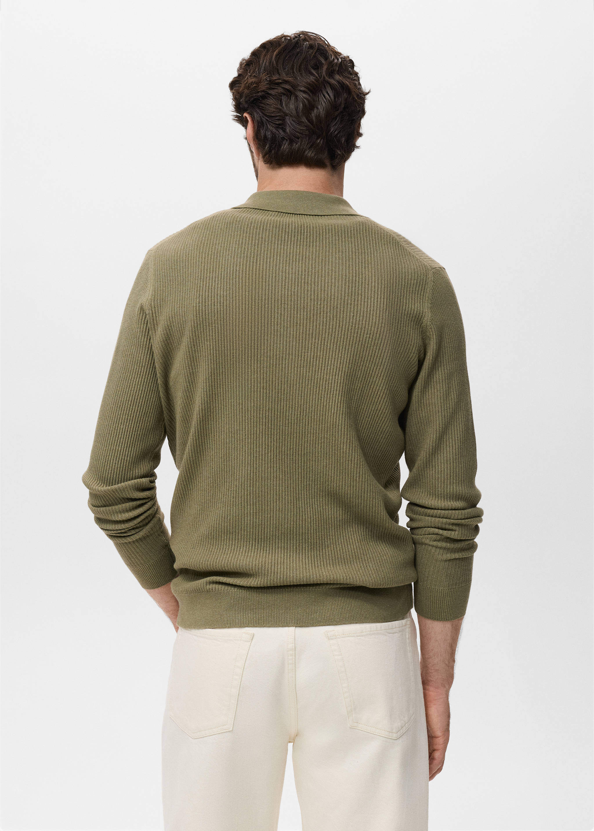 Cotton-blend ribbed polo sweater - Reverse of the article
