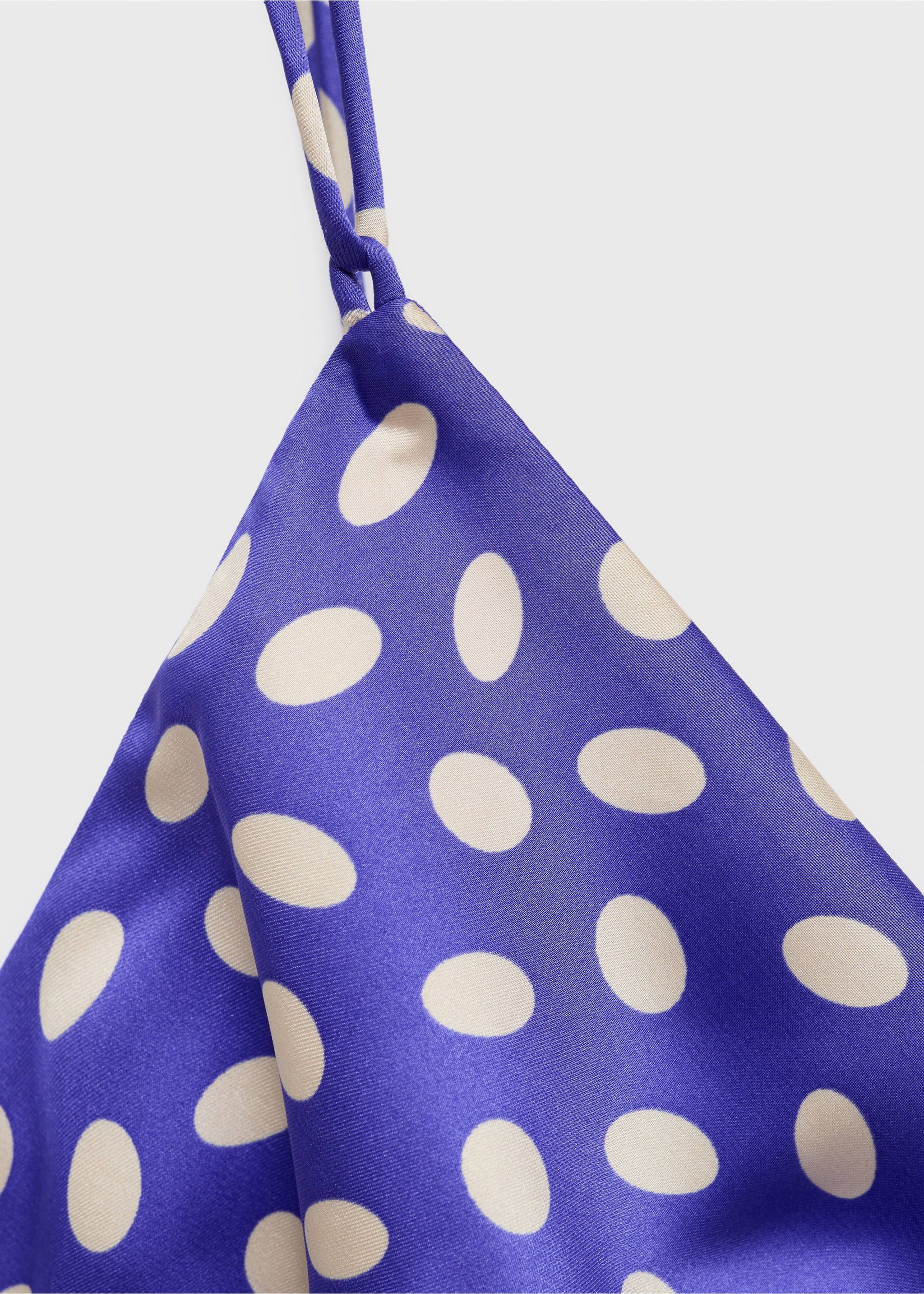 Satiniertes Kleid mit Polka Dots - Detail des Artikels 8, Blau. Ref: 17044448-00.