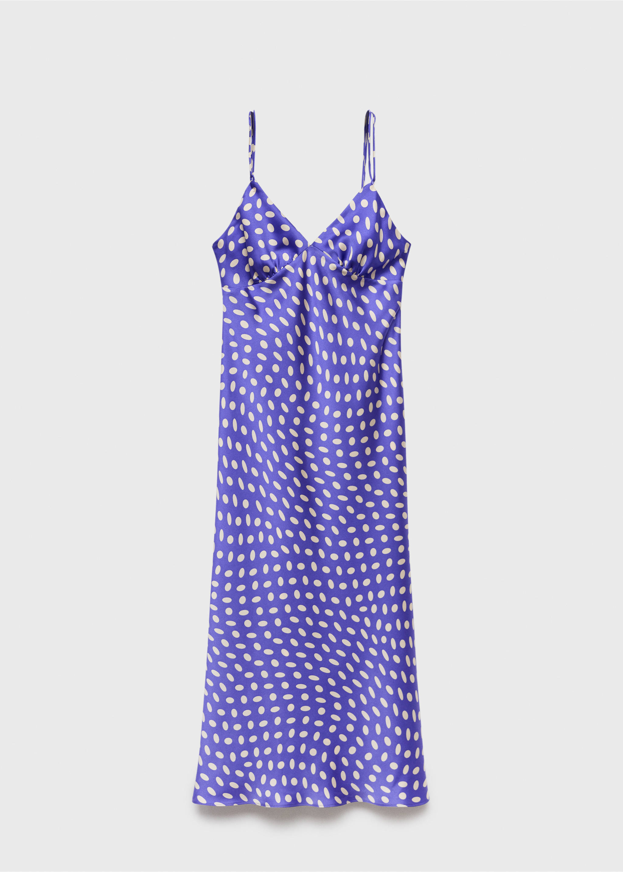 Satiniertes Kleid mit Polka Dots - Artikel ohne Model, Blau. Ref: 17044448-00.