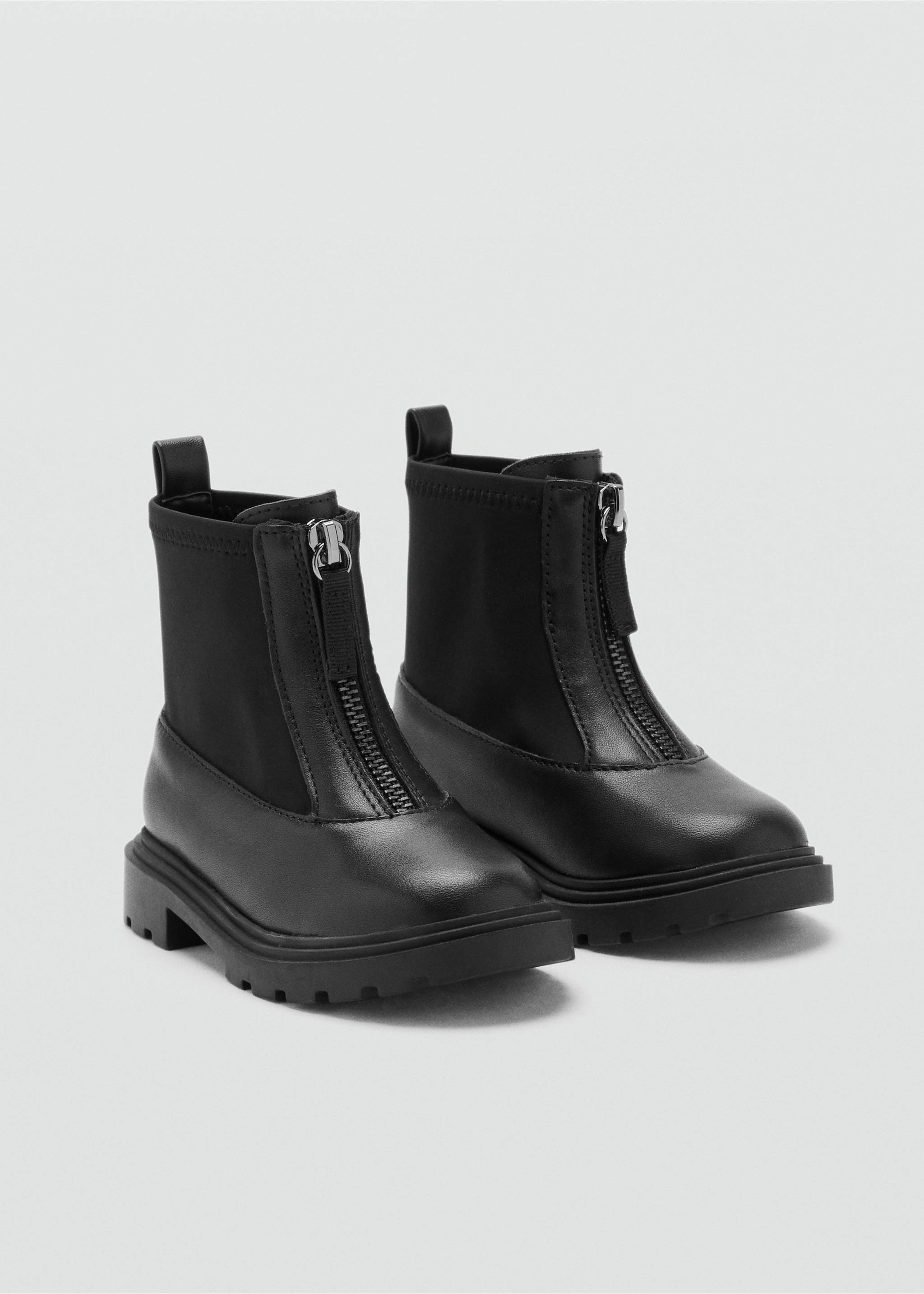 Zipped leather ankle boots - Medium plane, Black. Ref: 17044775-00.