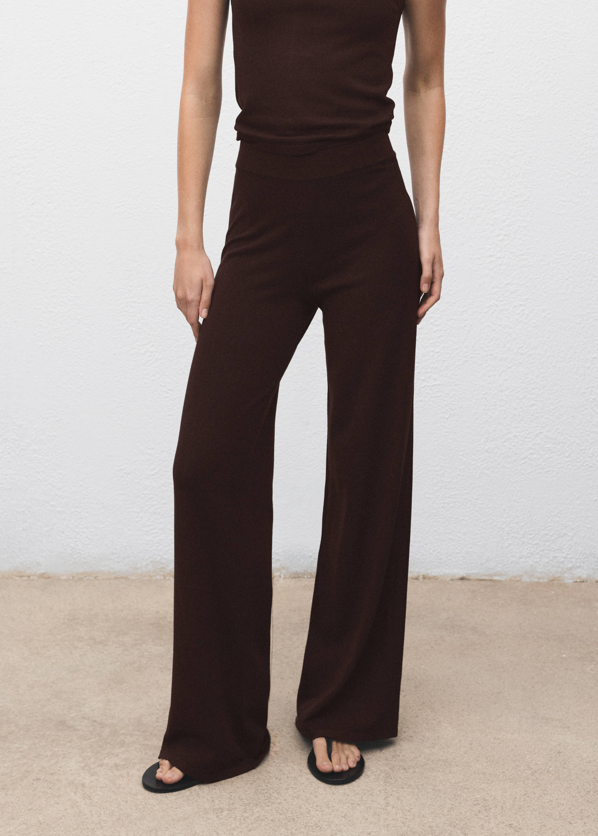 Fine-knit wide leg trousers - Medium plane