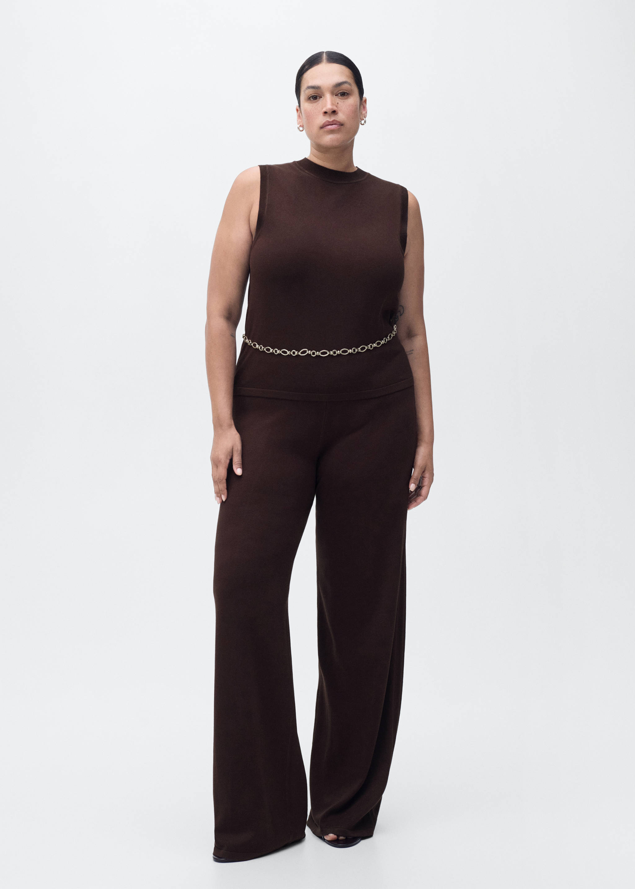 Fine-knit wide leg trousers - Details of the article 3