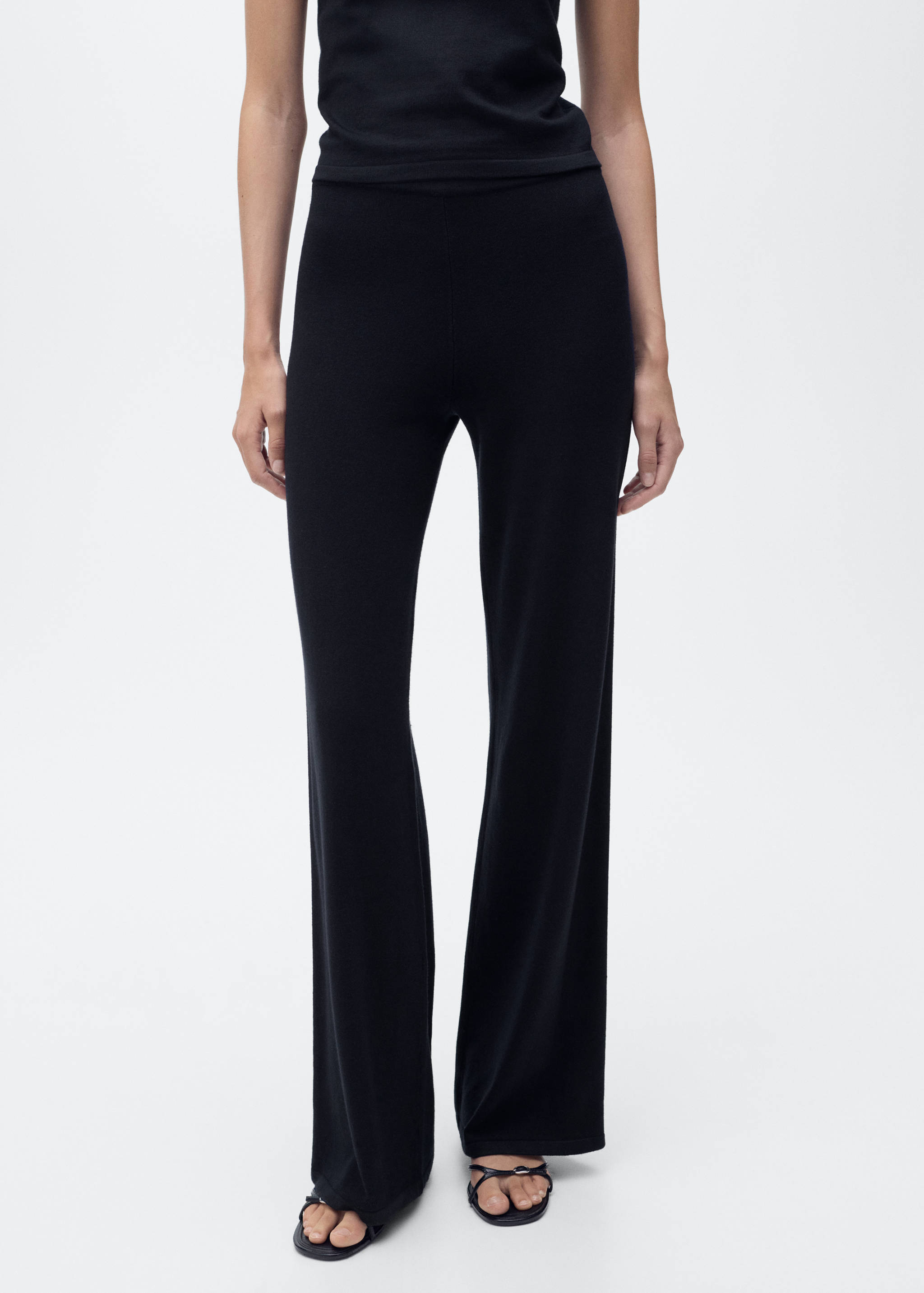 Fine-knit wide leg trousers - Medium plane