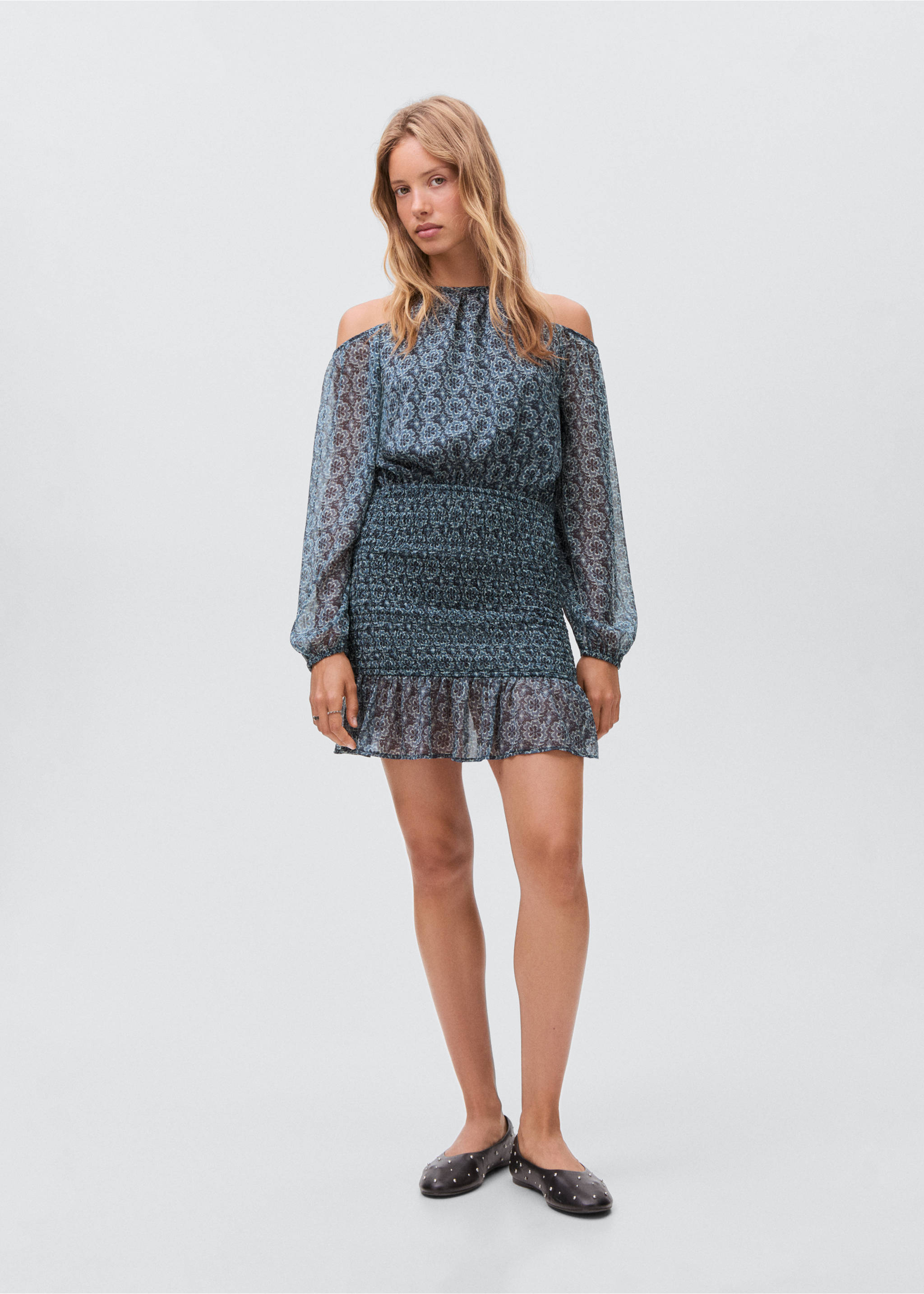 Floral dress with cut-out - General plane, Petrol Blue. Ref: 17044778-00.