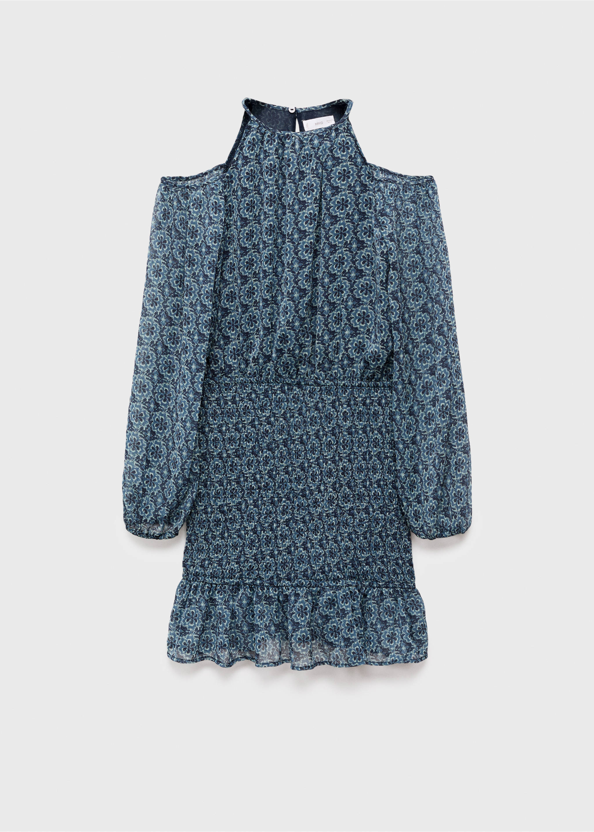 Floral dress with cut-out - Article without model, Petrol Blue. Ref: 17044778-00.
