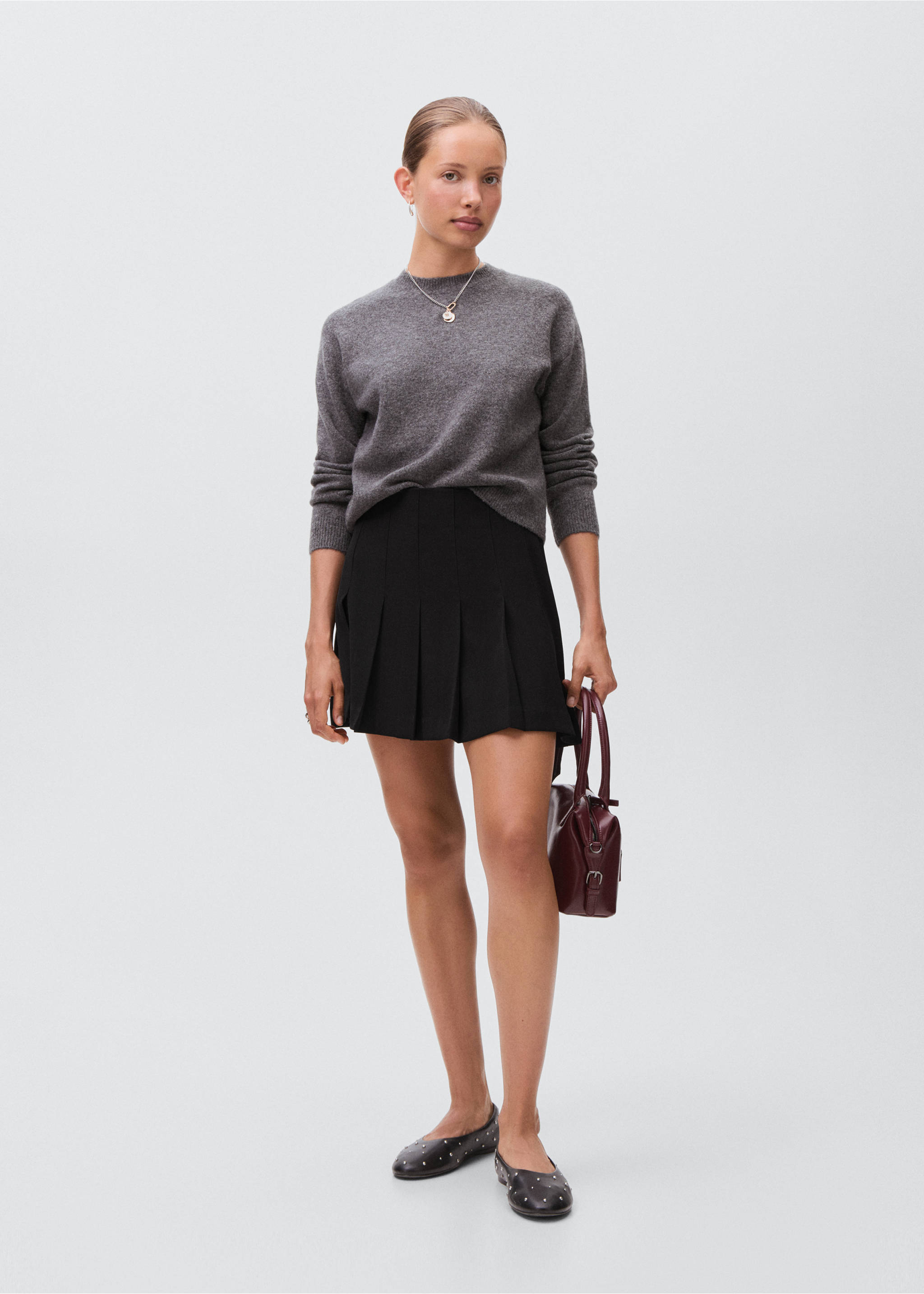 Pleated skirt trousers - General plane, Black. Ref: 17044779-00.