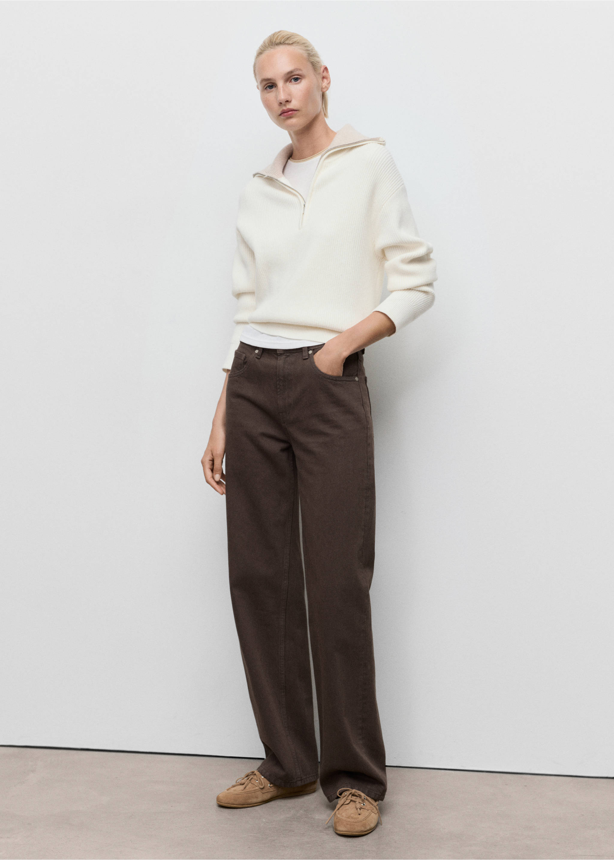 Miami medium-rise straight-fit jeans - General plane, Chocolate. Ref: 17044782-00.