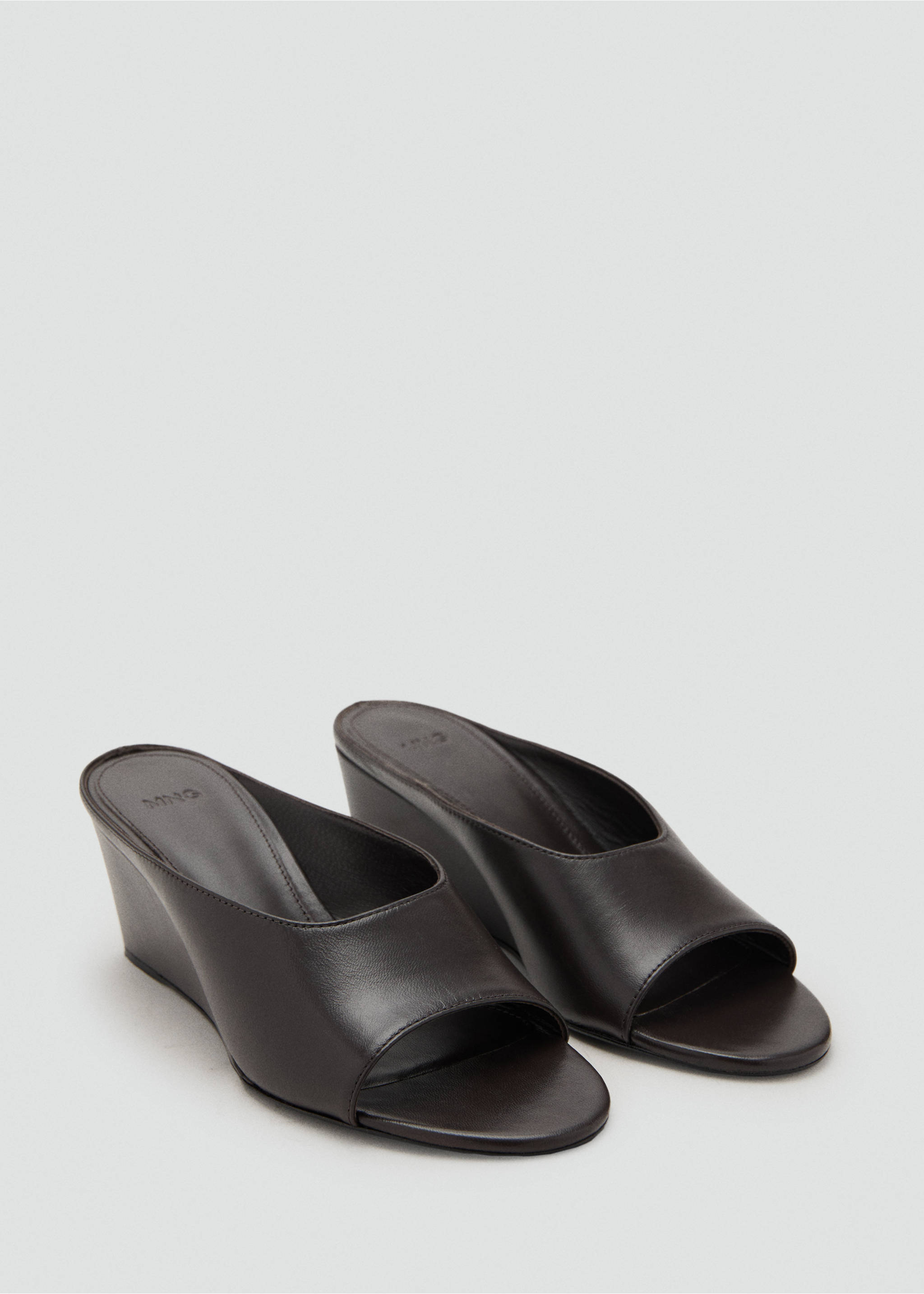 Leather wedge sandals - Medium plane, Chocolate. Ref: 17044786-00.