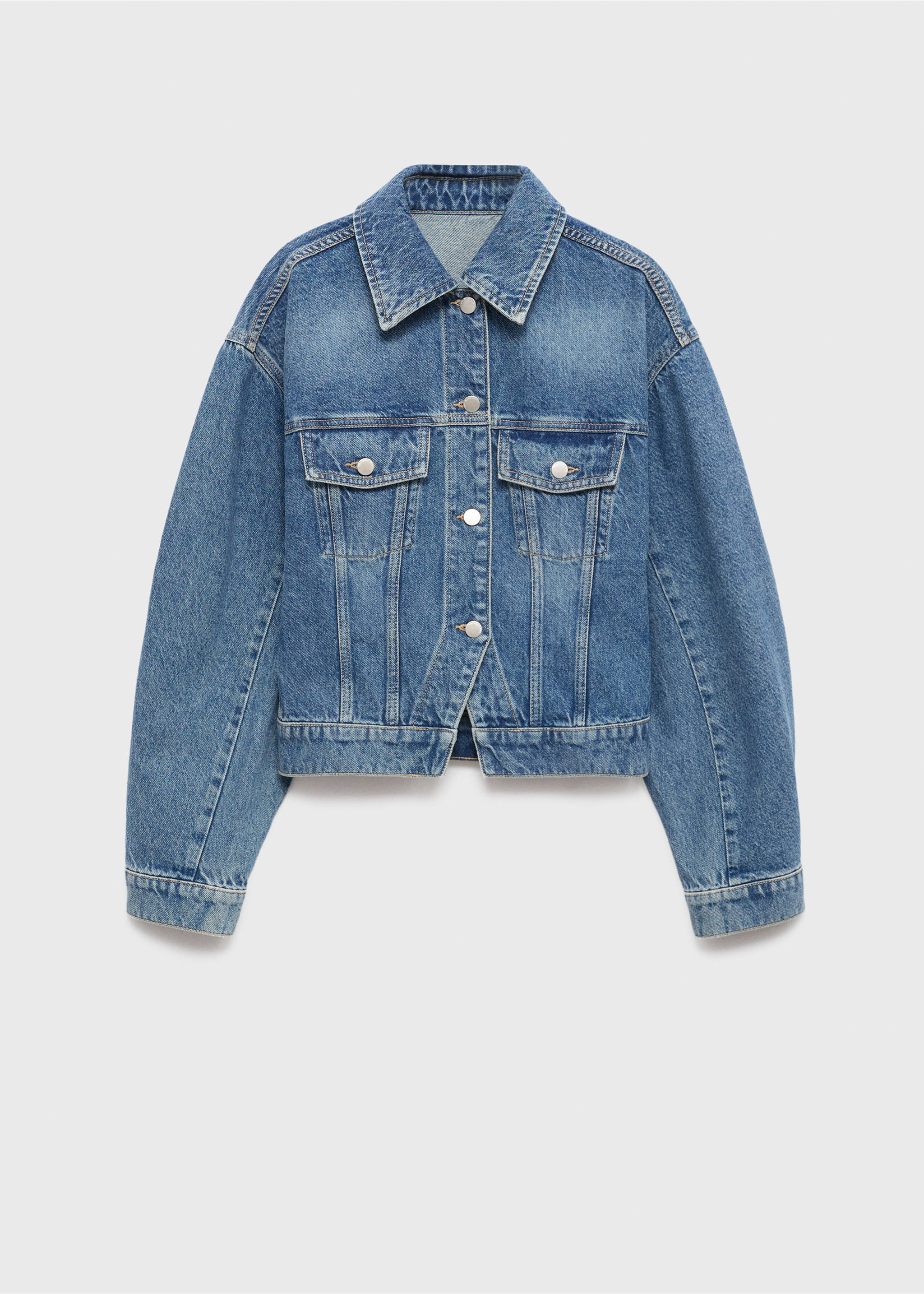 Veste jean cintrée à poches - Article sans modèle, Bleu moyen. Ref: 17044788-00.