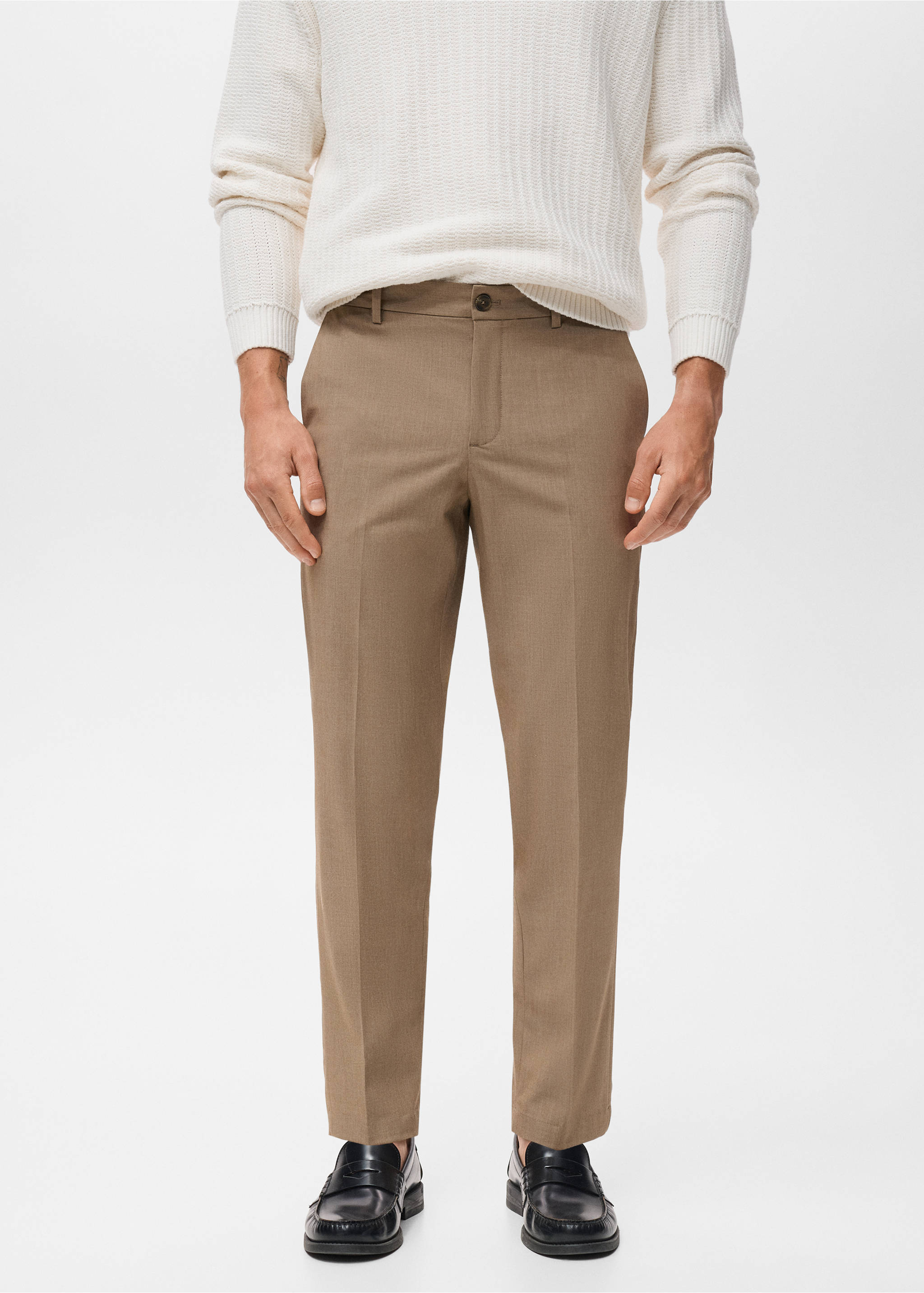 Slim-Fit-Hose Bologna im Cropped-Design - Mittlere Ansicht, Nerzgrau. Ref: 17045140-00.