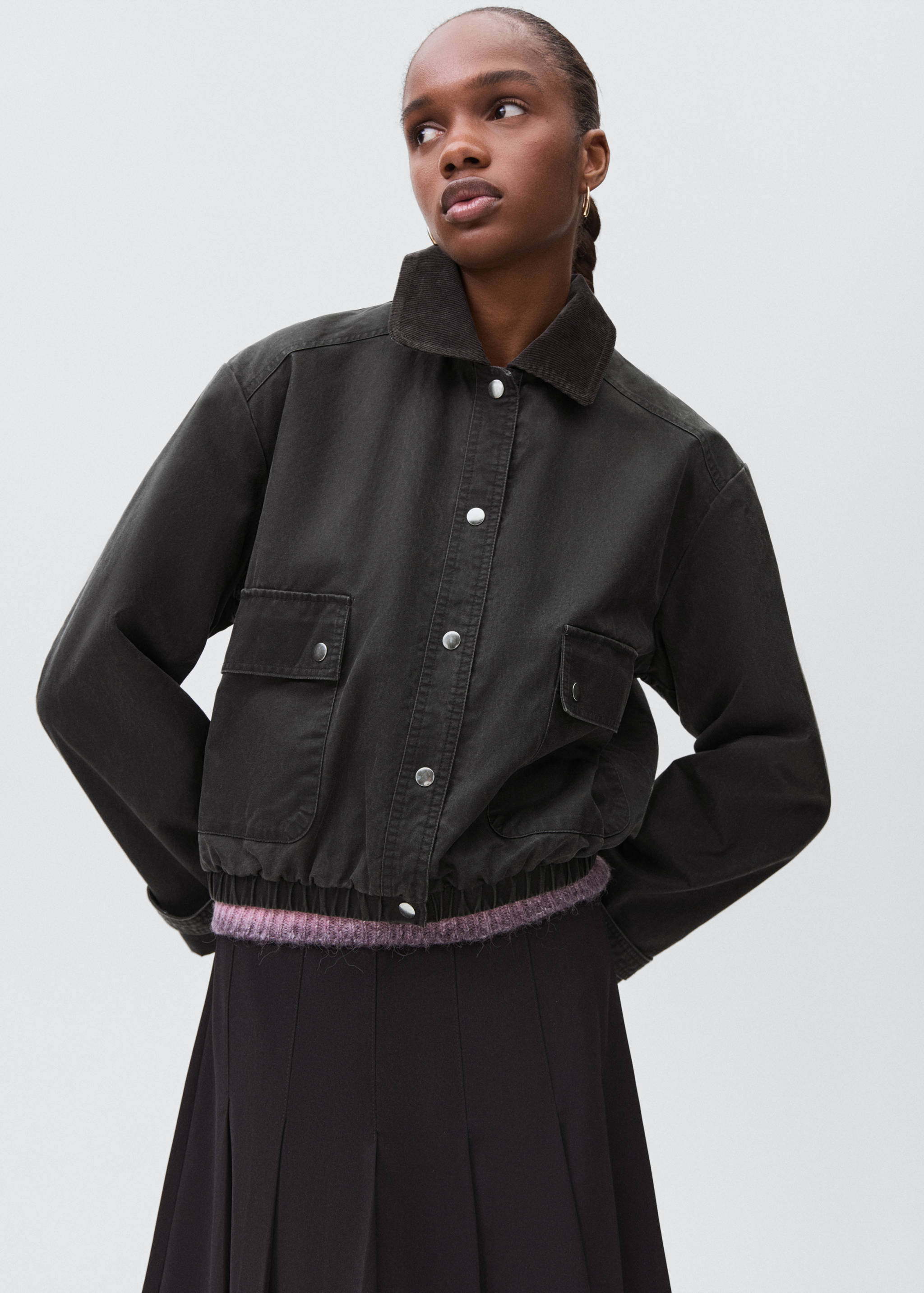 Bomber jacket with shirt collar - Medium plane