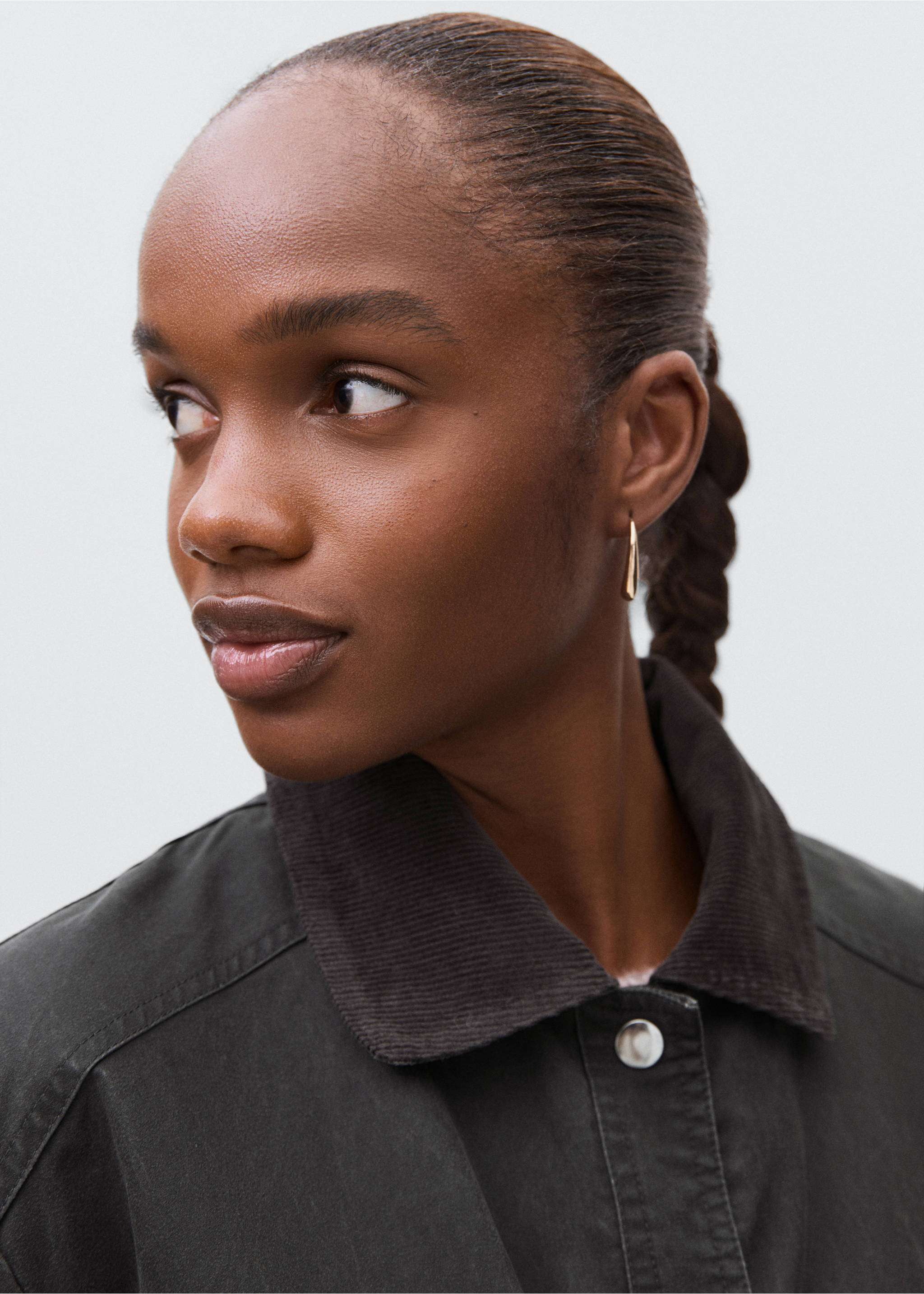 Bomber jacket with shirt collar - Details of the article 1, Charcoal. Ref: 17045141-00.