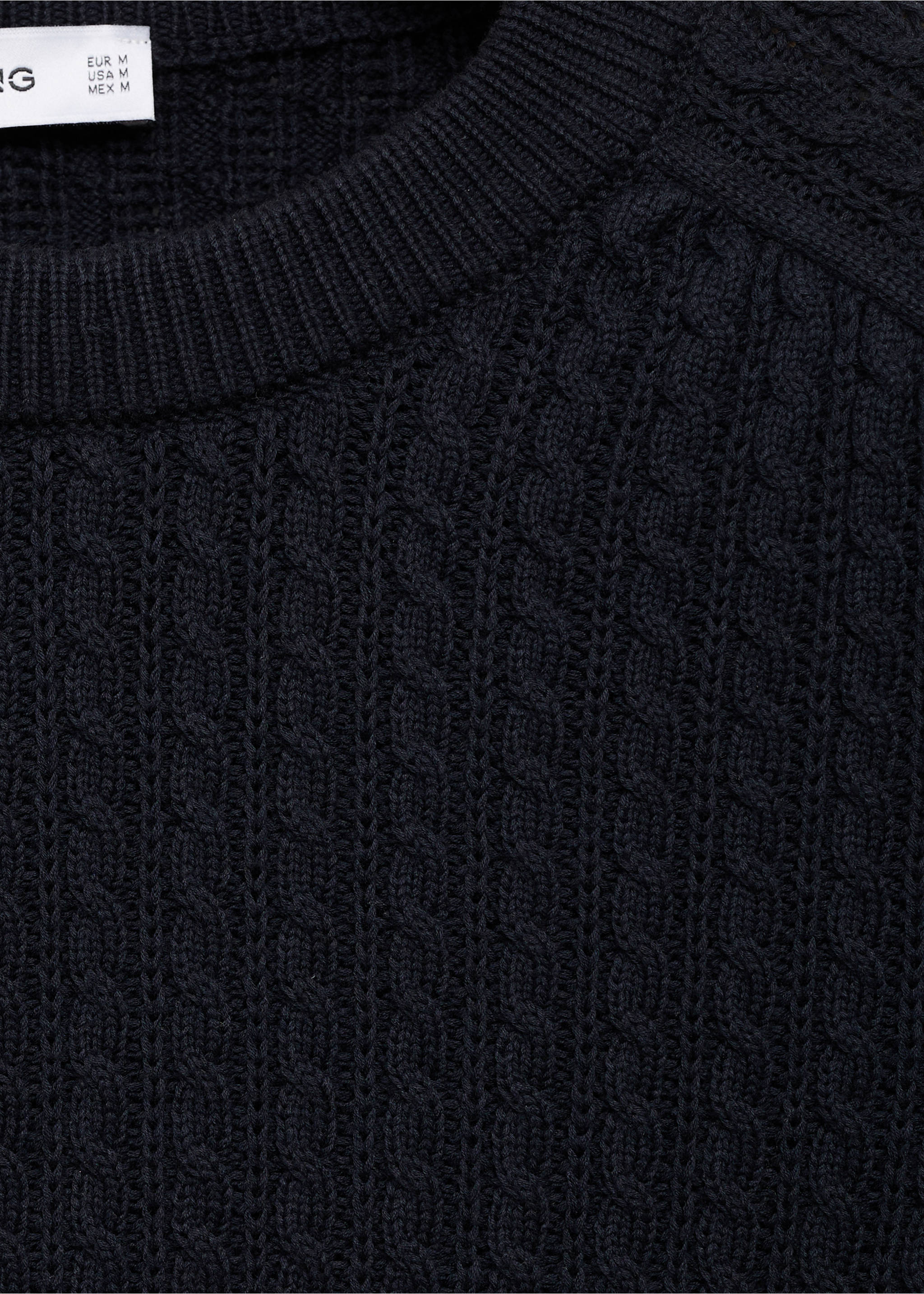 100% cotton braided sweater - Details of the article 8, Navy. Ref: 17045150-00.