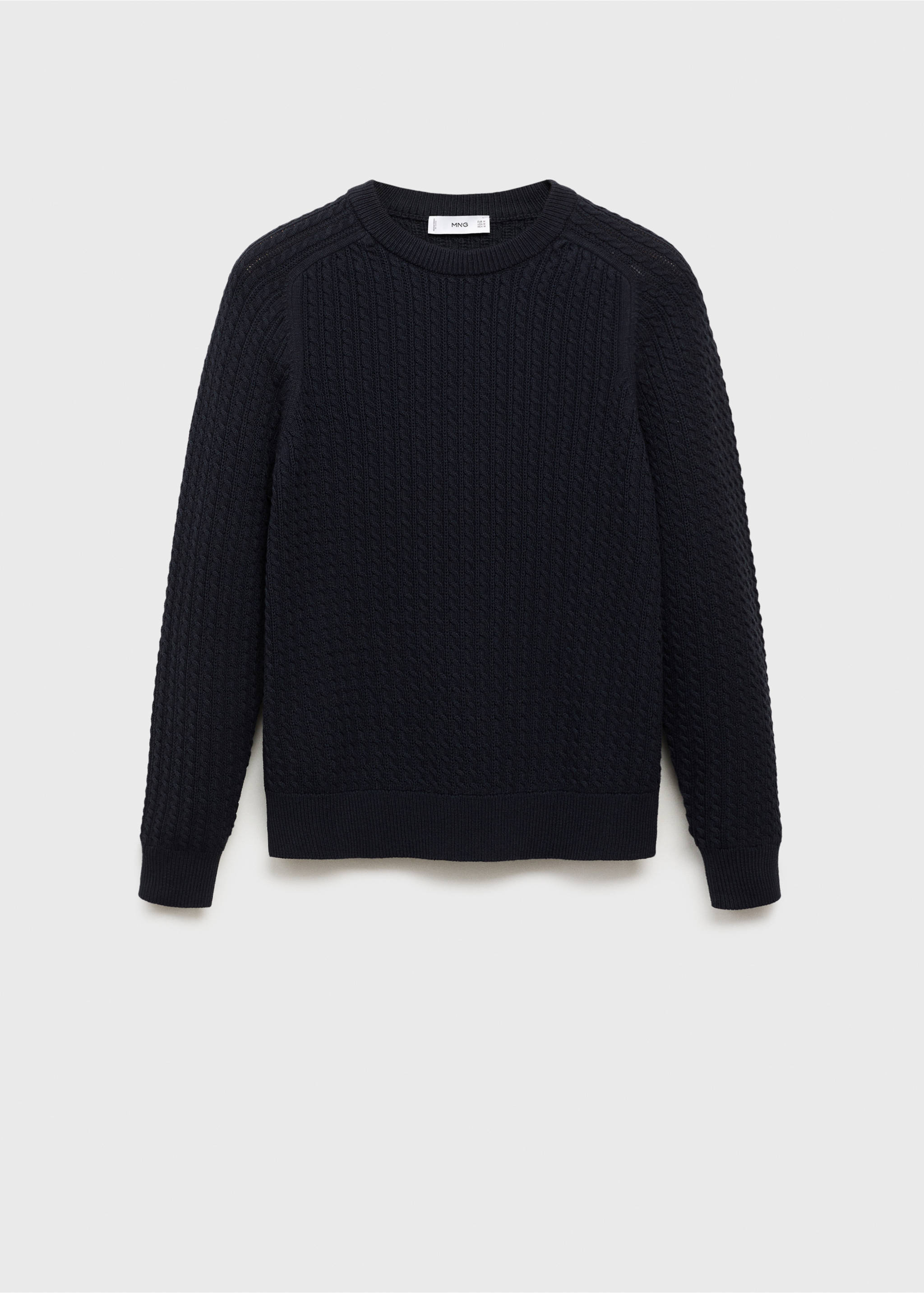 100% cotton braided sweater - Article without model, Navy. Ref: 17045150-00.