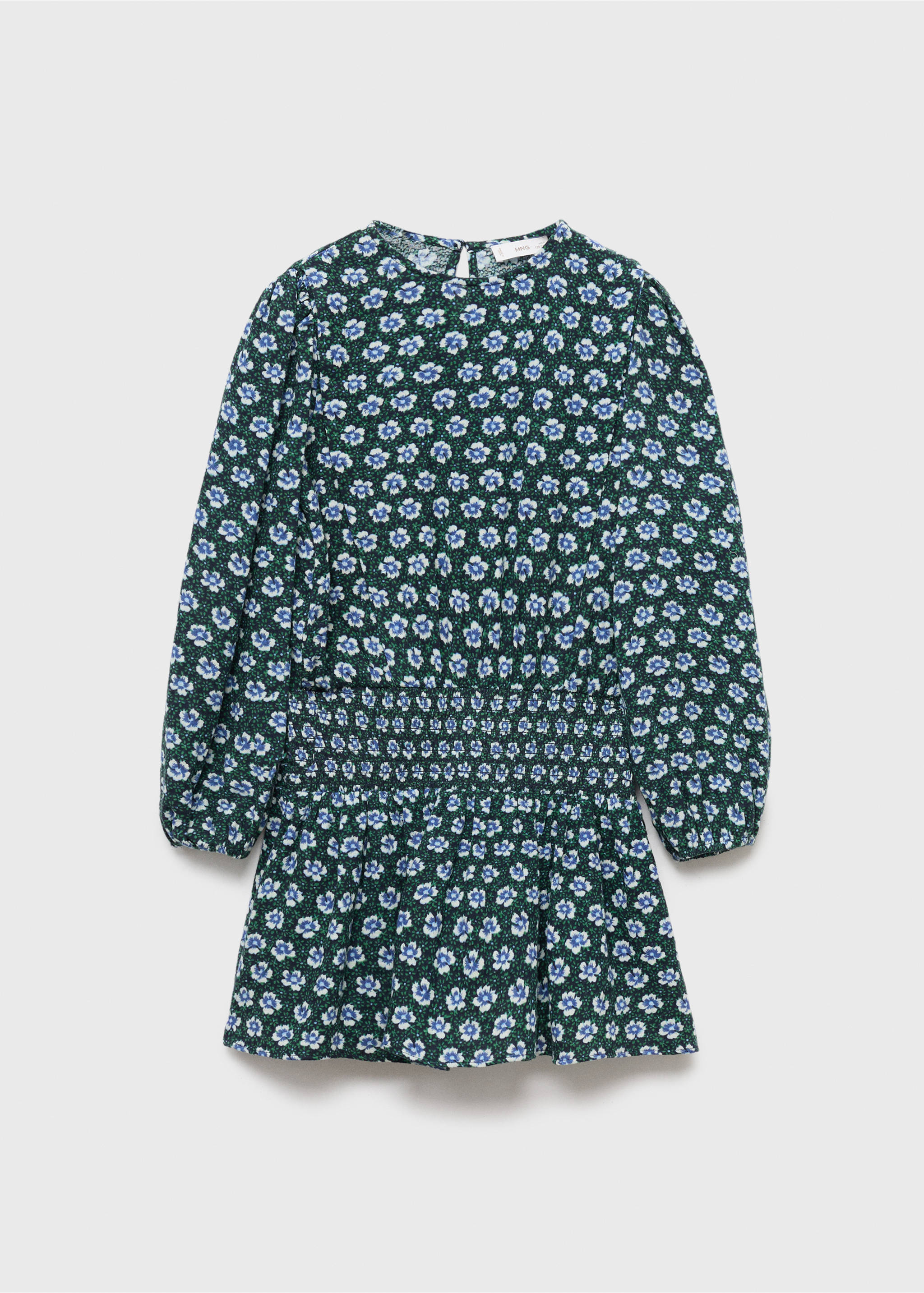 Ruched floral dress - Article without model, Green. Ref: 17045152-00.