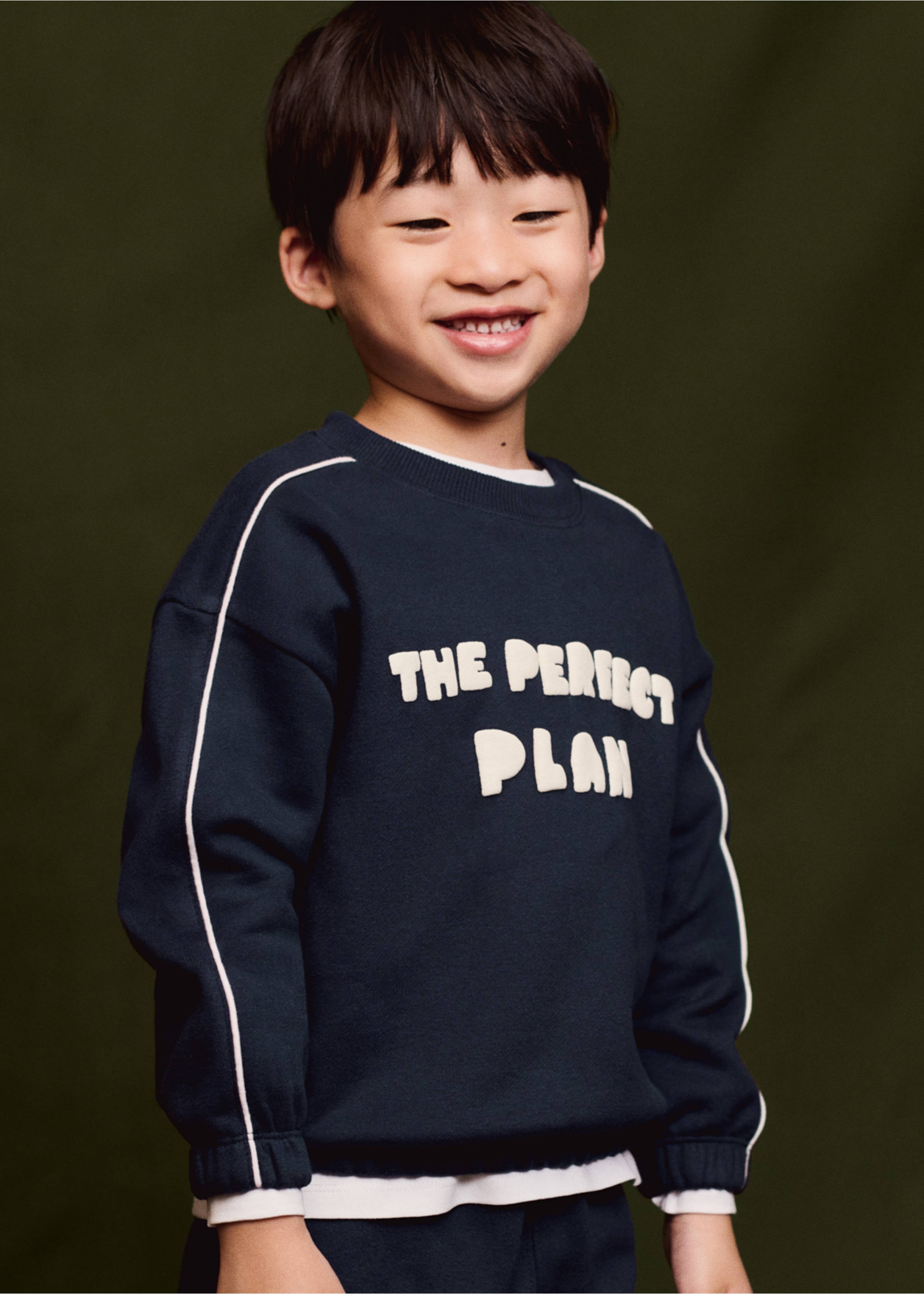 Printed embossed sweatshirt - Details of the article 3, Navy. Ref: 17045155-00.