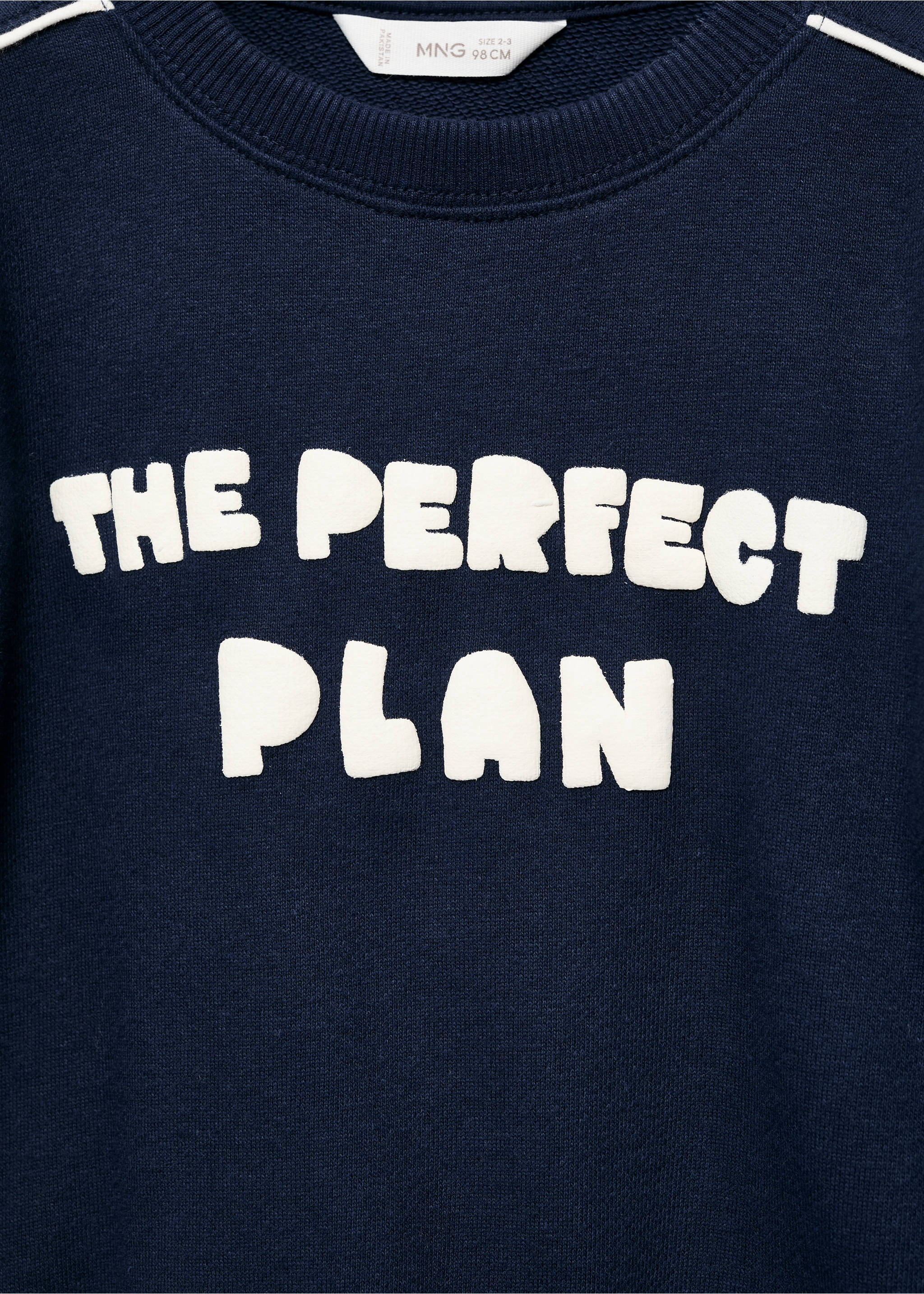 Printed embossed sweatshirt - Details of the article 8, Navy. Ref: 17045155-00.