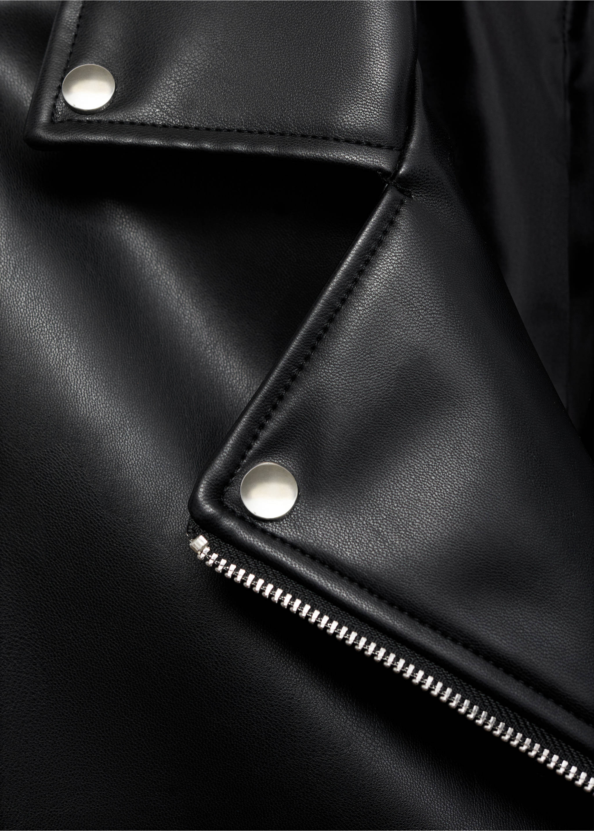 Leather-effect biker jacket - Details of the article 0, Black. Ref: 17045156-00.
