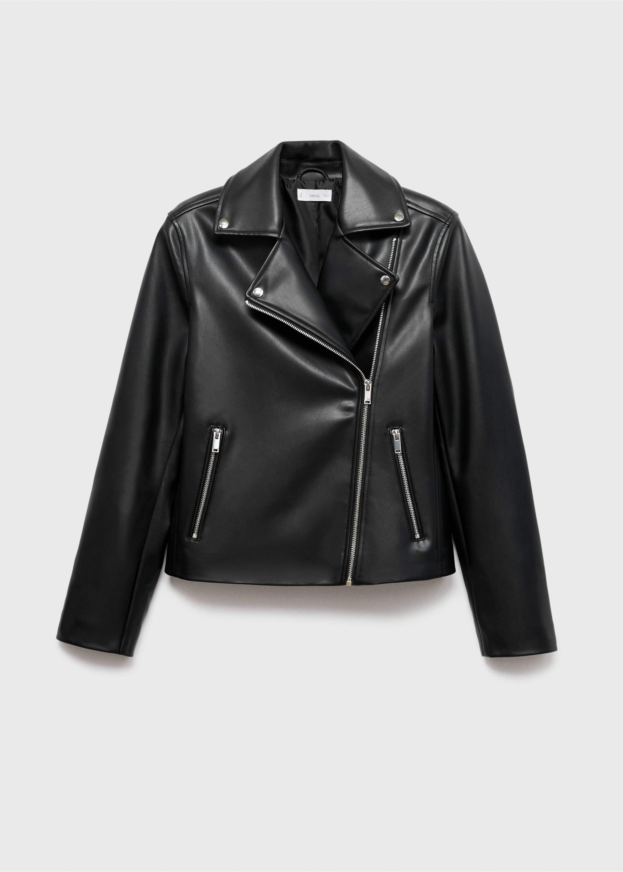 Leather-effect biker jacket - Article without model, Black. Ref: 17045156-00.