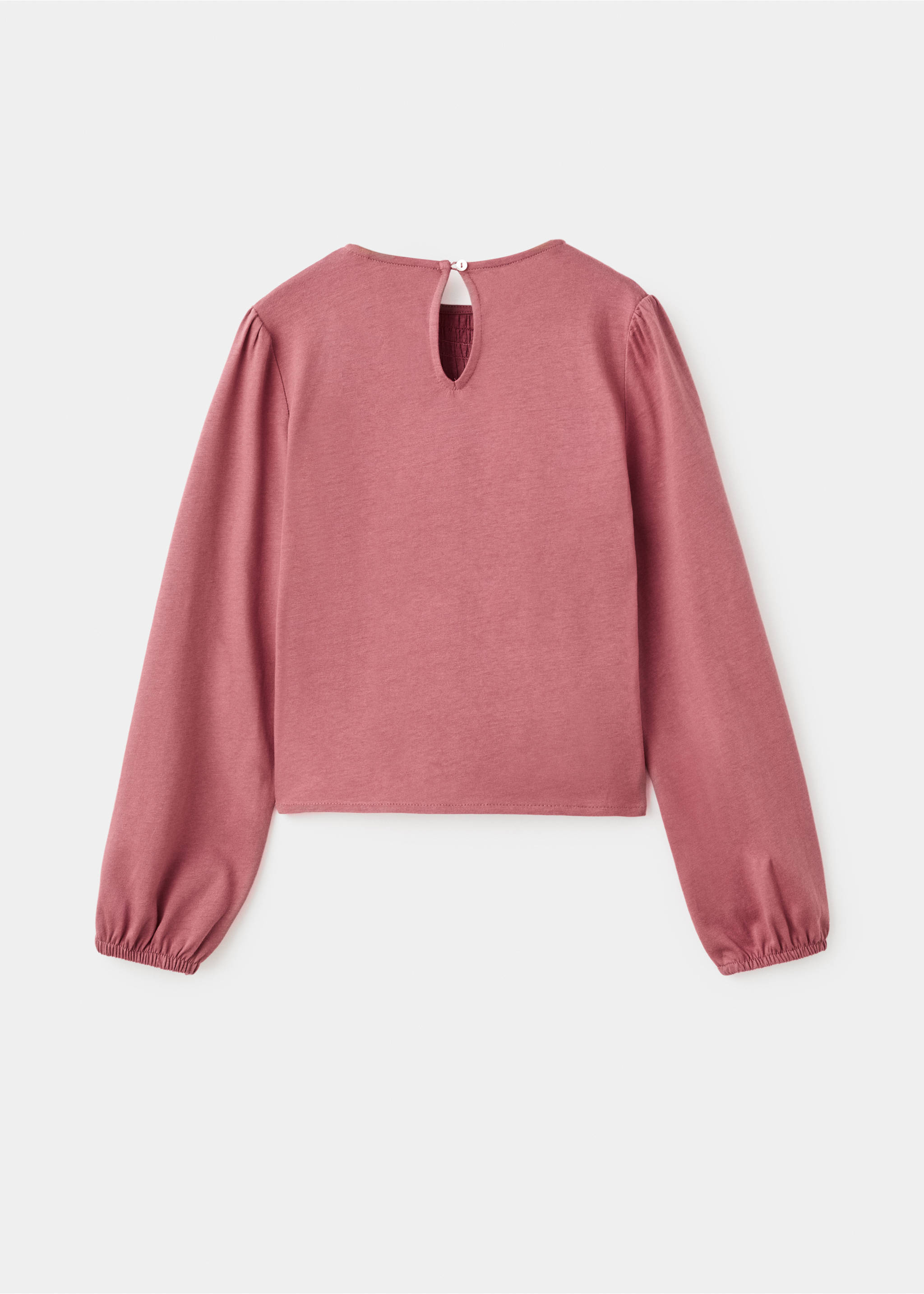 Long-sleeved t-shirt with ruffles - Reverse of the article, Strawberry. Ref: 17045157-00.