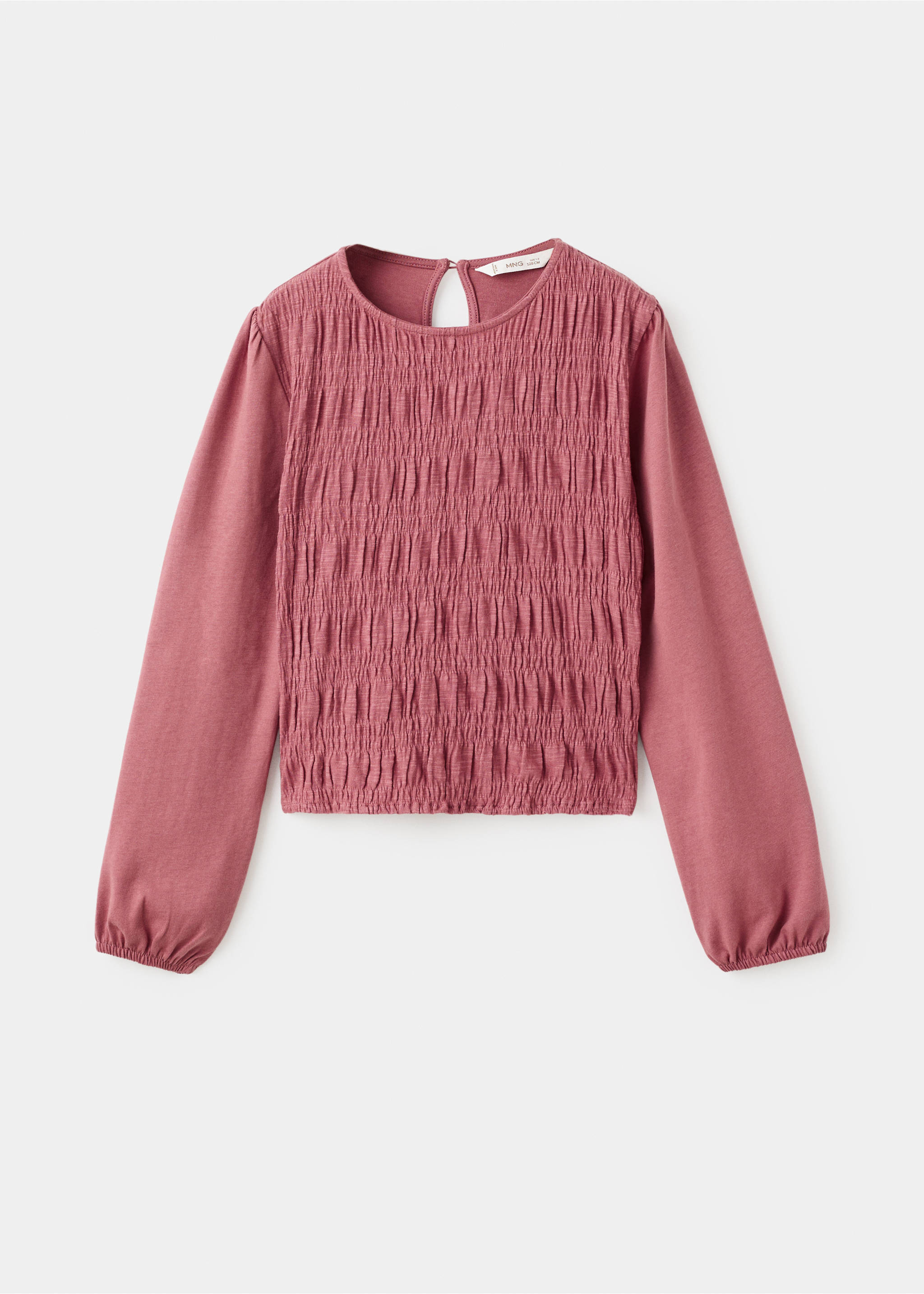 Long-sleeved t-shirt with ruffles - Article without model, Strawberry. Ref: 17045157-00.