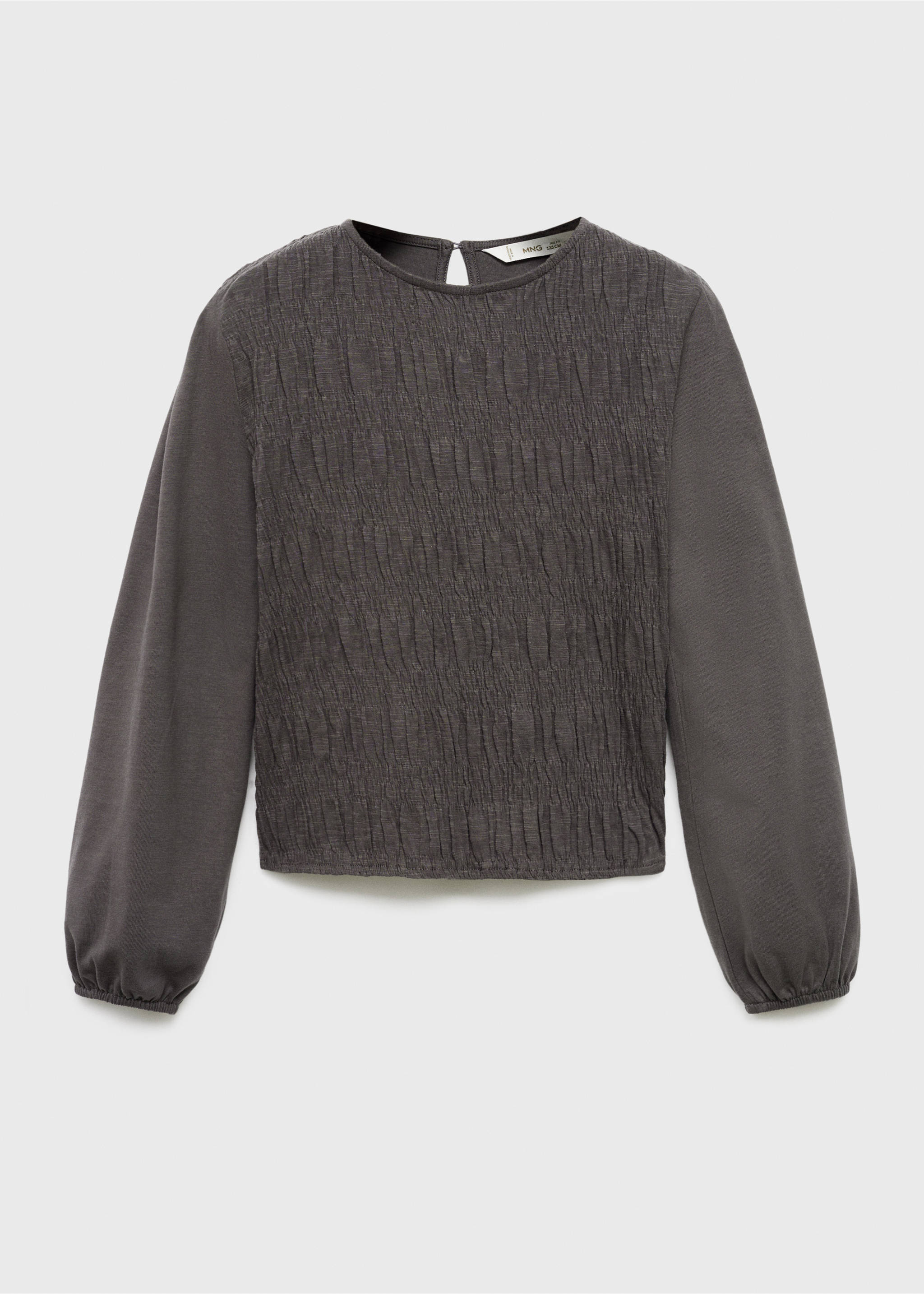 Long-sleeved t-shirt with ruffles - Article without model, Charcoal. Ref: 17045157-00.