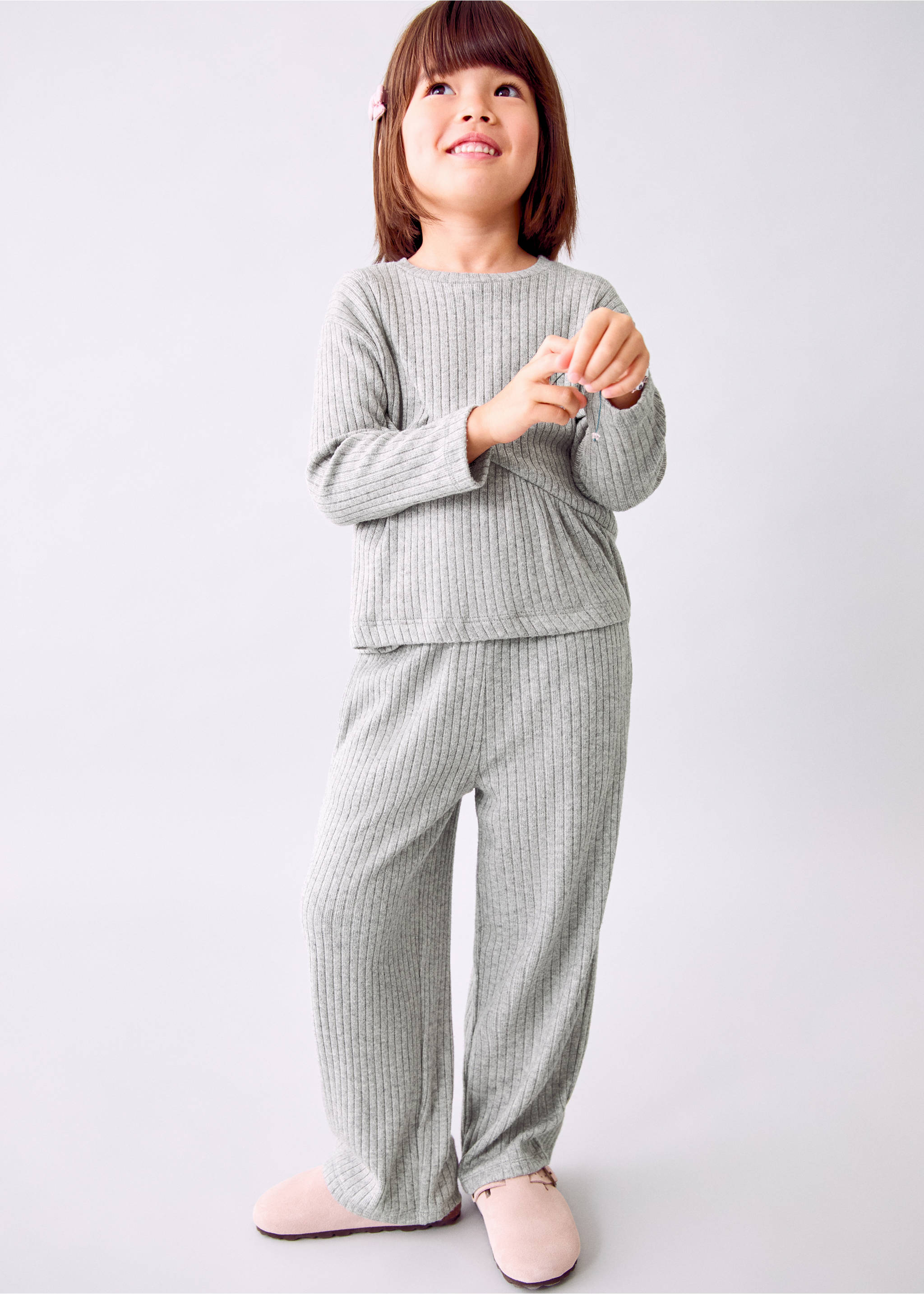 Ribbed trousers - Medium plane, Medium Heather Grey. Ref: 17045159-00.