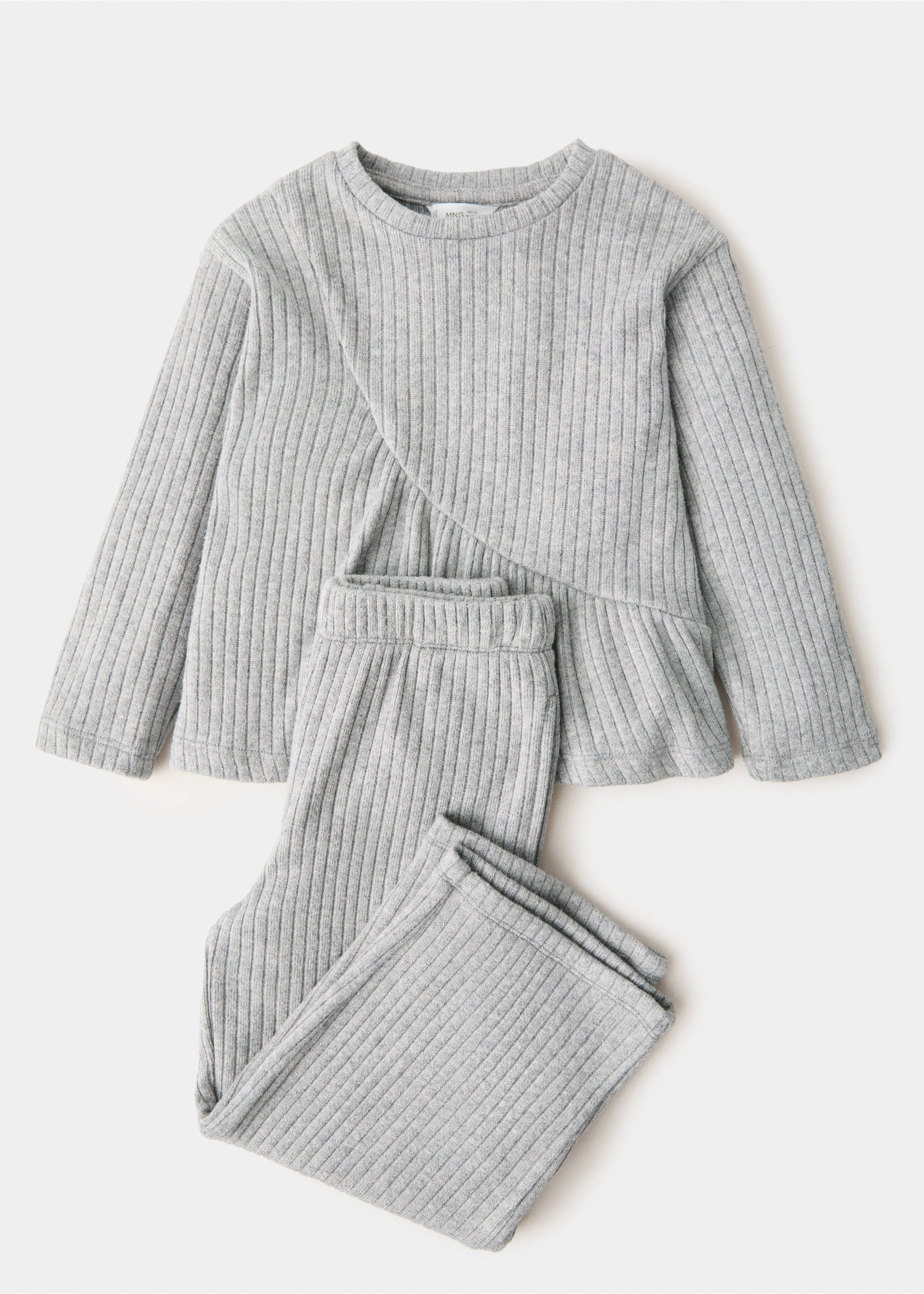 Ribbed trousers - Details of the article 0, Medium Heather Grey. Ref: 17045159-00.