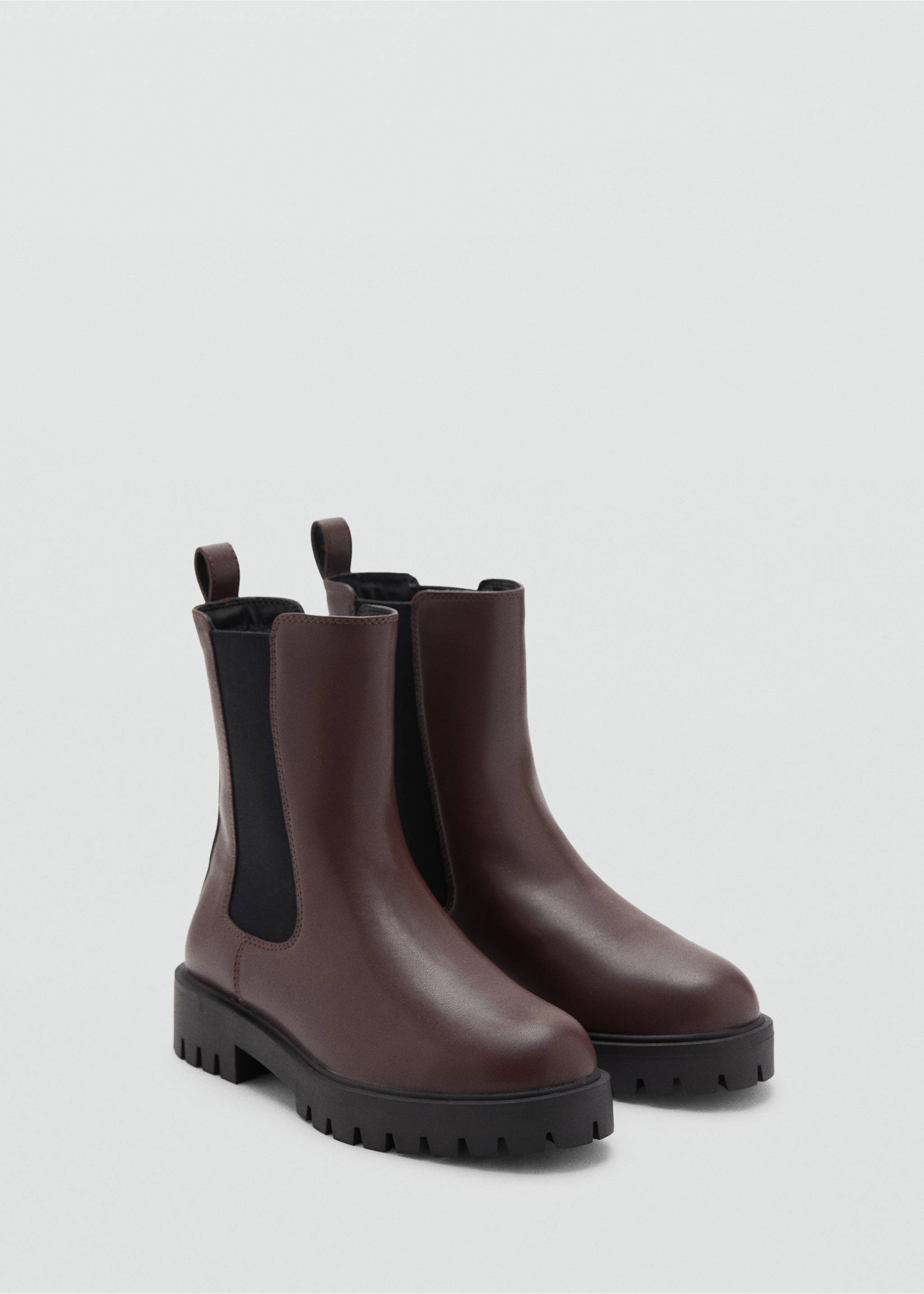 Elastic panels ankle boot - Medium plane, Chocolate. Ref: 17045163-00.