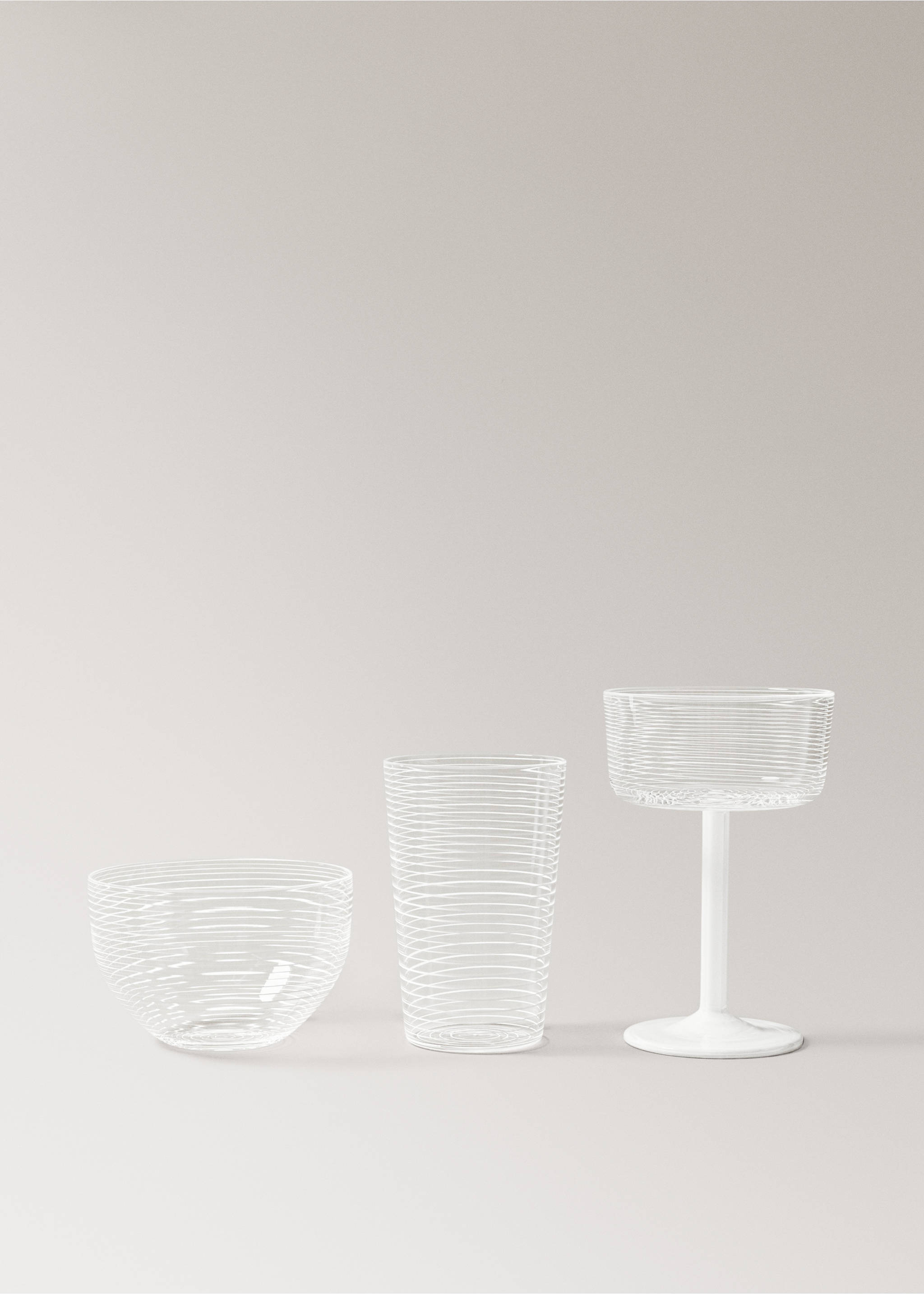 Borosilicate tumbler with lines - Details of the article 3, White. Ref: 17045164-00.