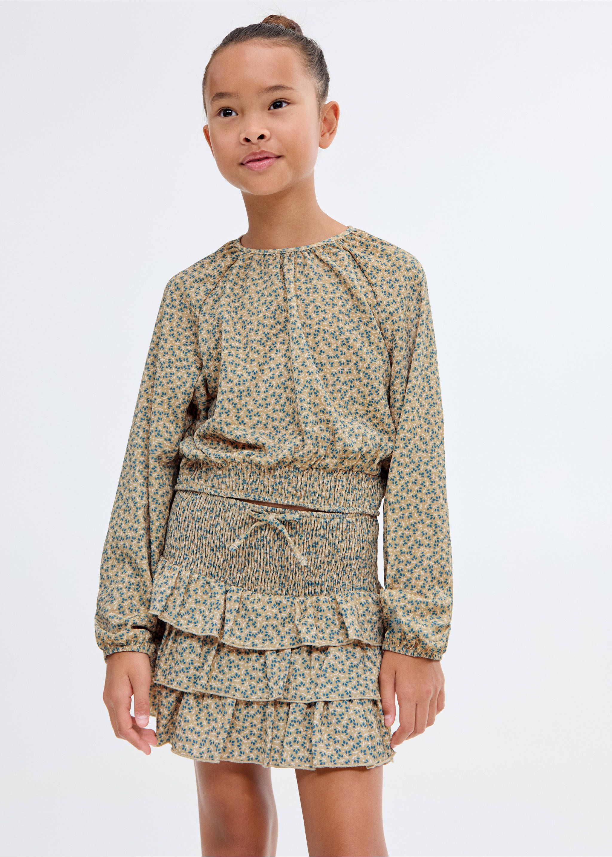 Jupe évasée à fleurs - Plan moyen, Vert. Ref: 17045167-00.