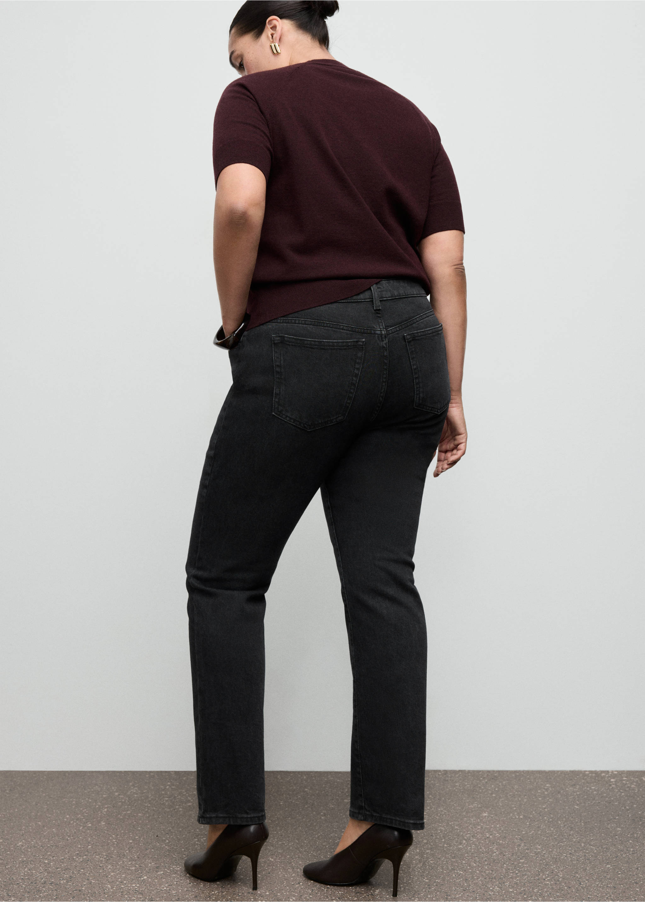 Slim-fit traperice visokog struka - Detalji artikla 4, Crni denim. Ref: 17045171-00.