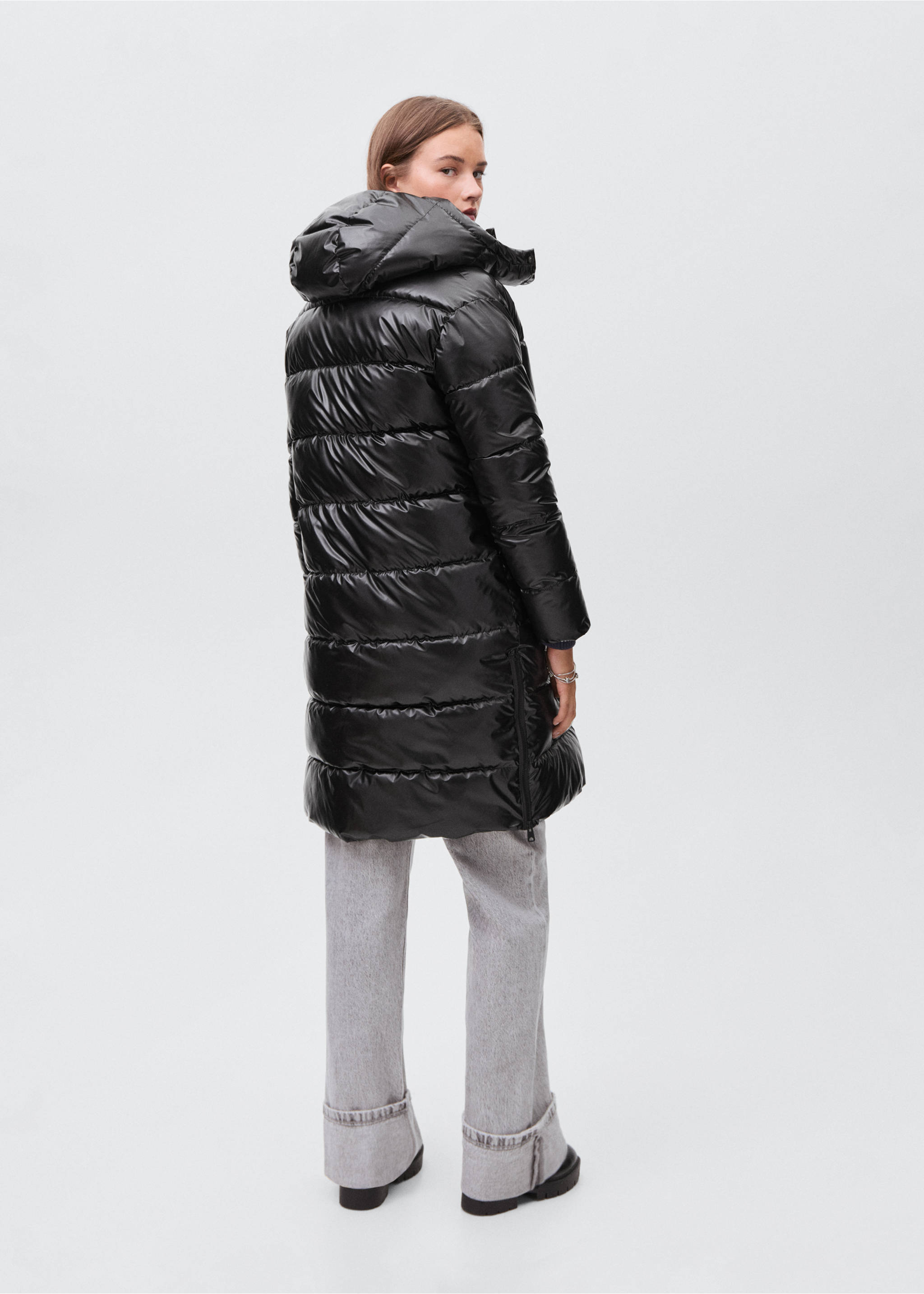 Quilted skin style jacket - Reverse of the article, Black. Ref: 17045785-00.