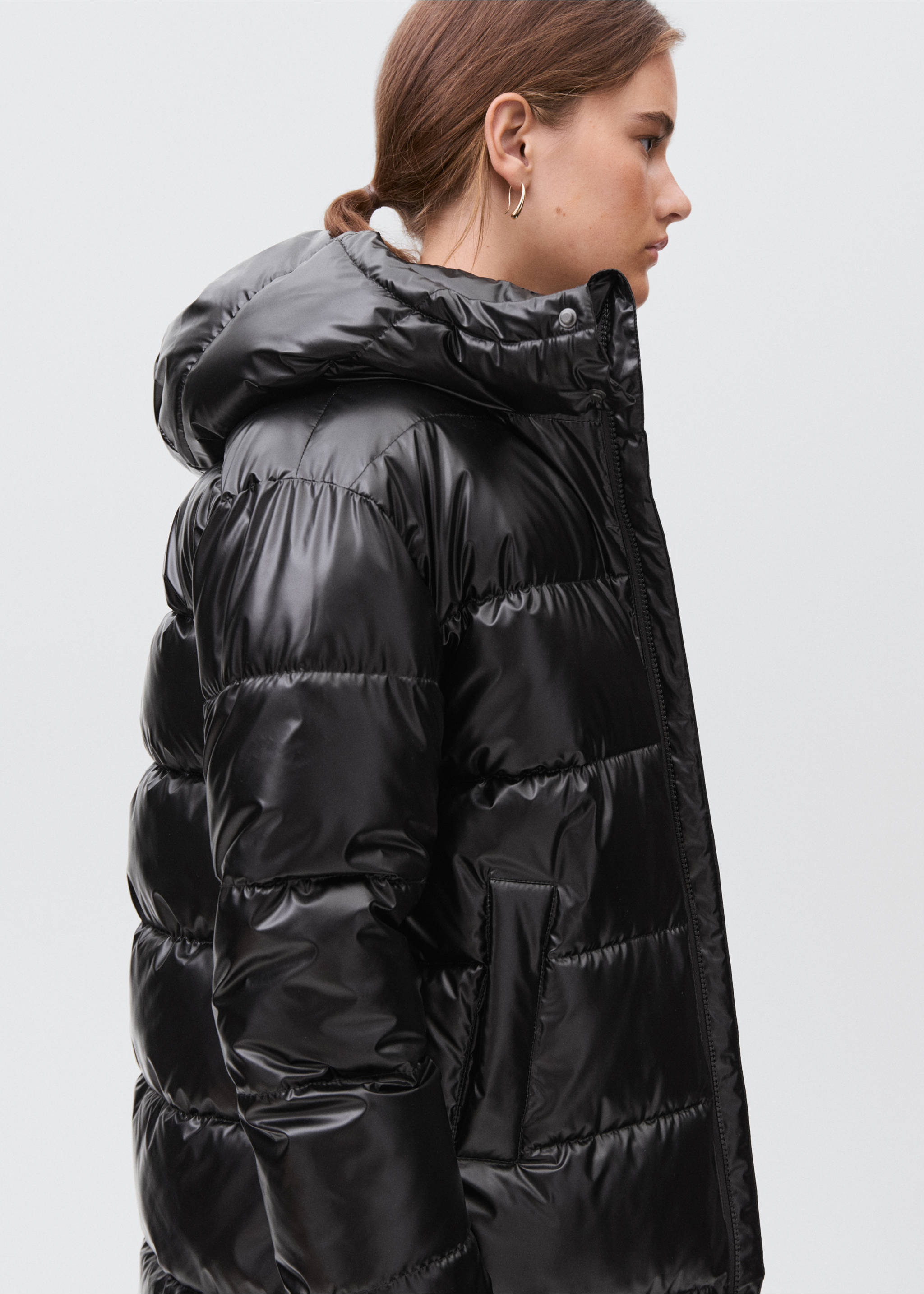 Quilted skin style jacket - Details of the article 2, Black. Ref: 17045785-00.