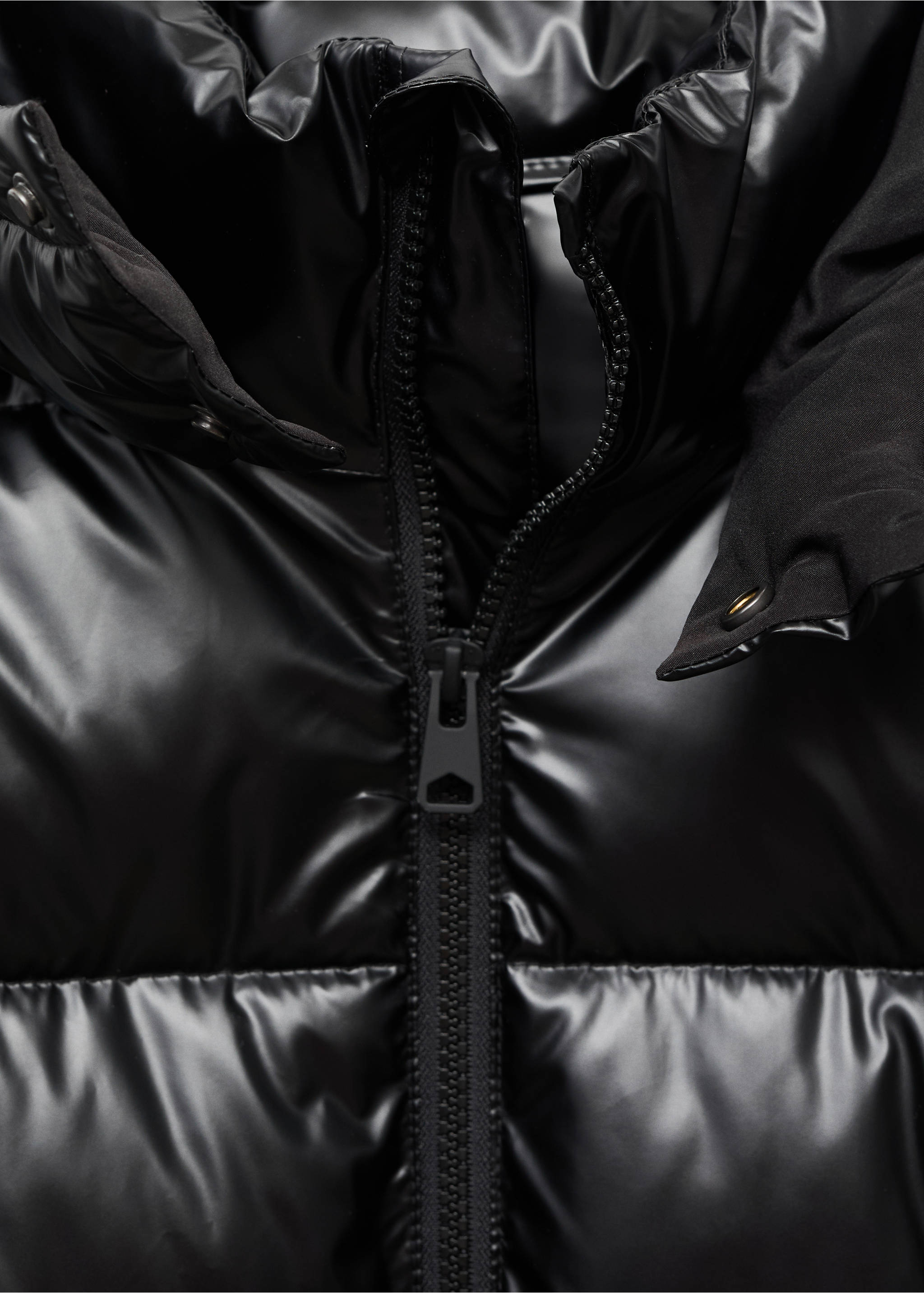 Quilted skin style jacket - Details of the article 8, Black. Ref: 17045785-00.