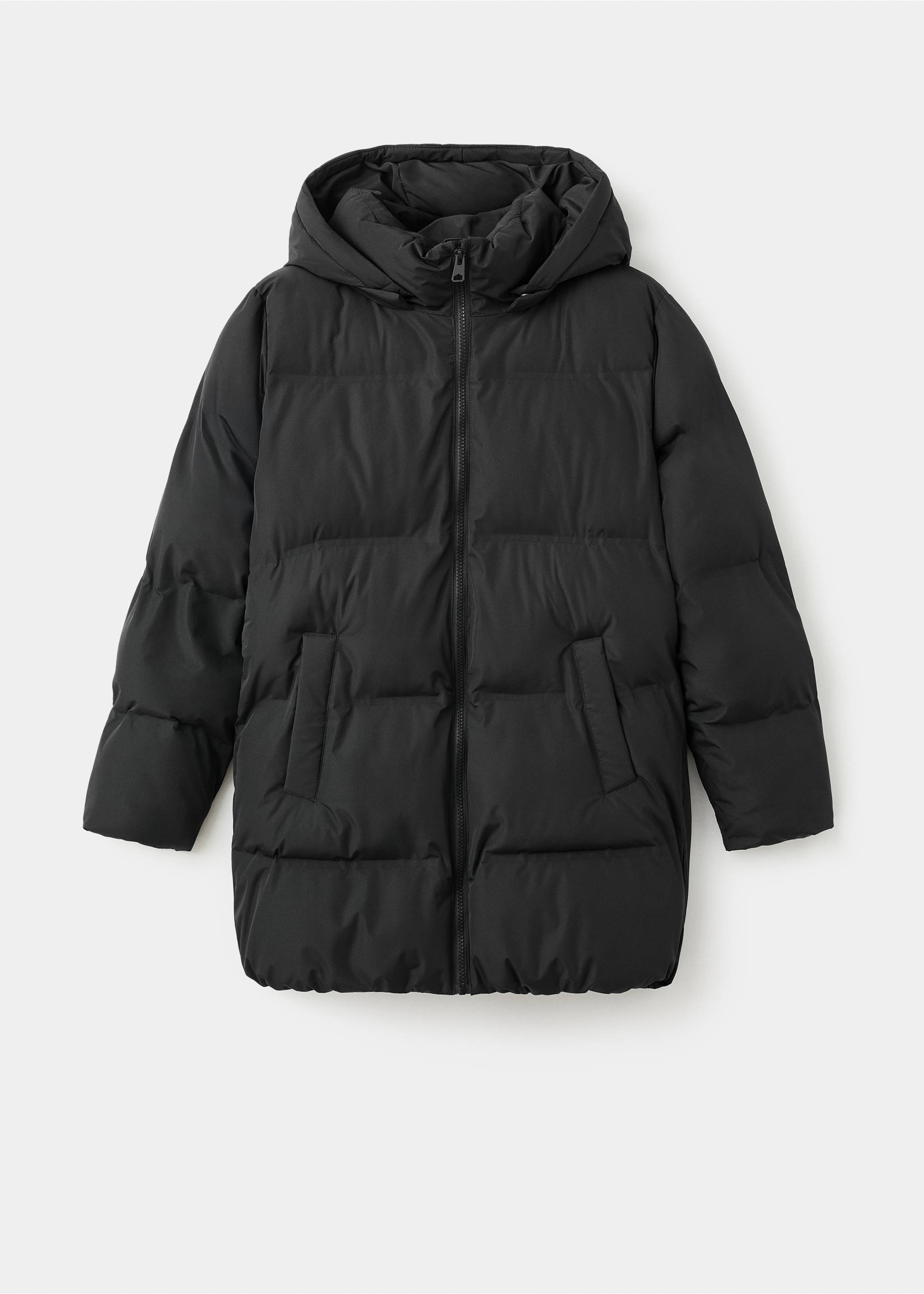Quilted long coat - Article without model, Black. Ref: 17045786-00.